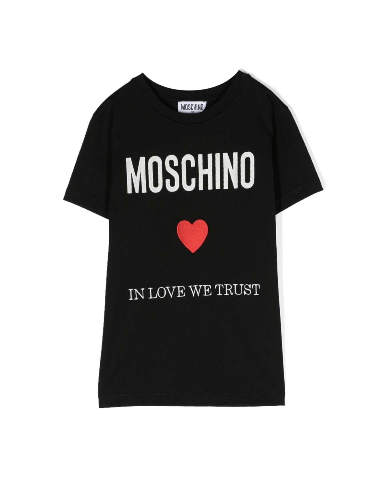 Moschino Black T-shirt With Logo In Cotton Boy - Black