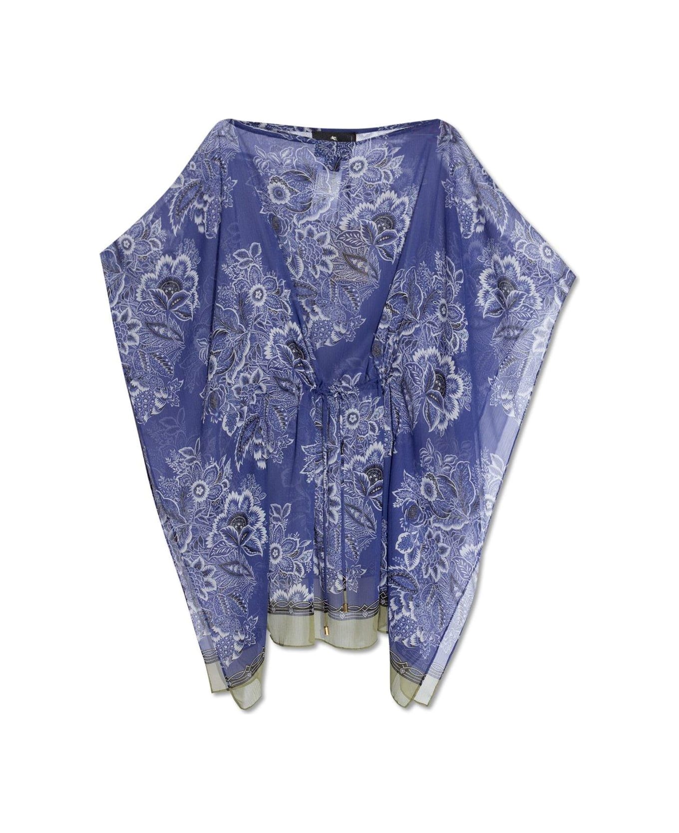 Etro Floral Printed Semi-sheer Kaftan Dress - BLUE ワンピース＆ドレス