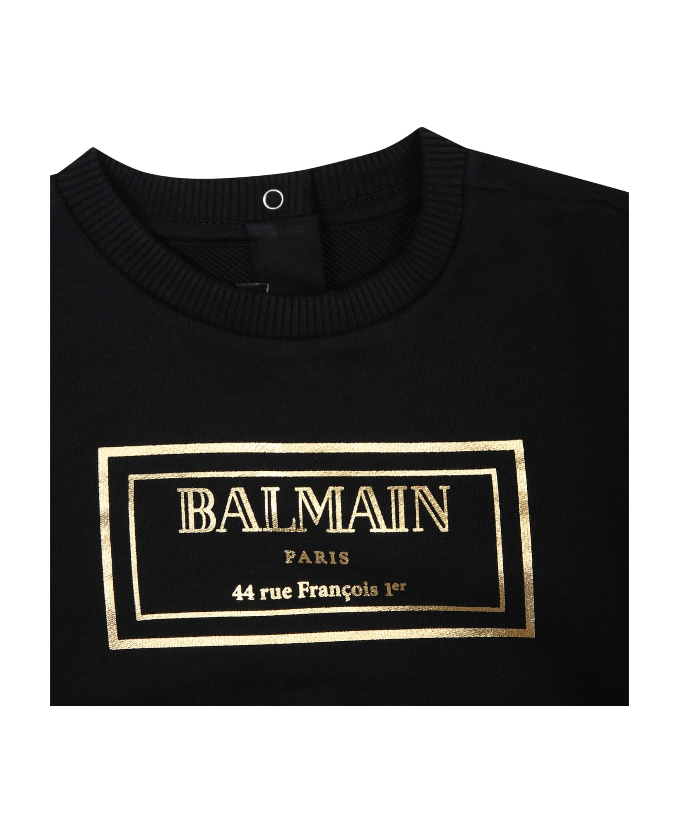 Balmain Black Sweatshirt For Babies With Gold Logo - Black