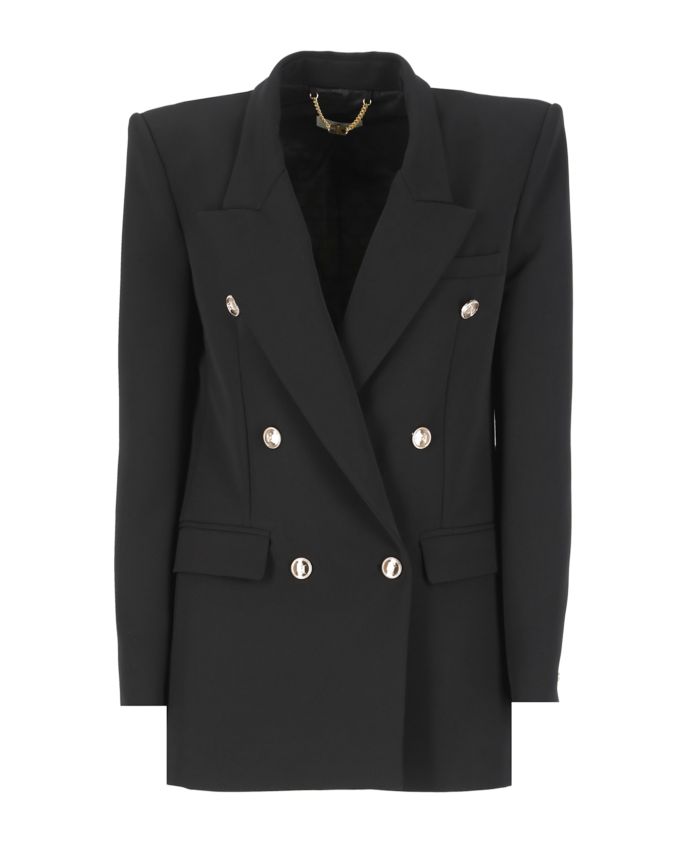 Elisabetta Franchi Crepe Double Breasted Blazer - Black