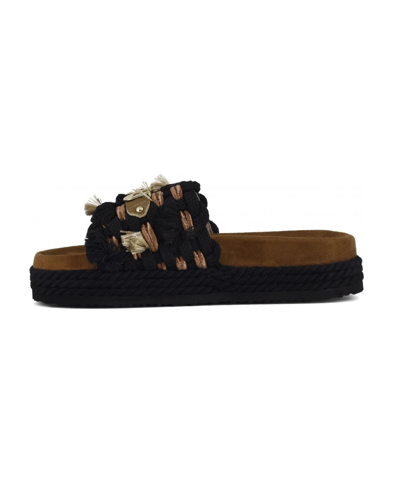 Mou Monoband Rope Sandal Fringes - Black