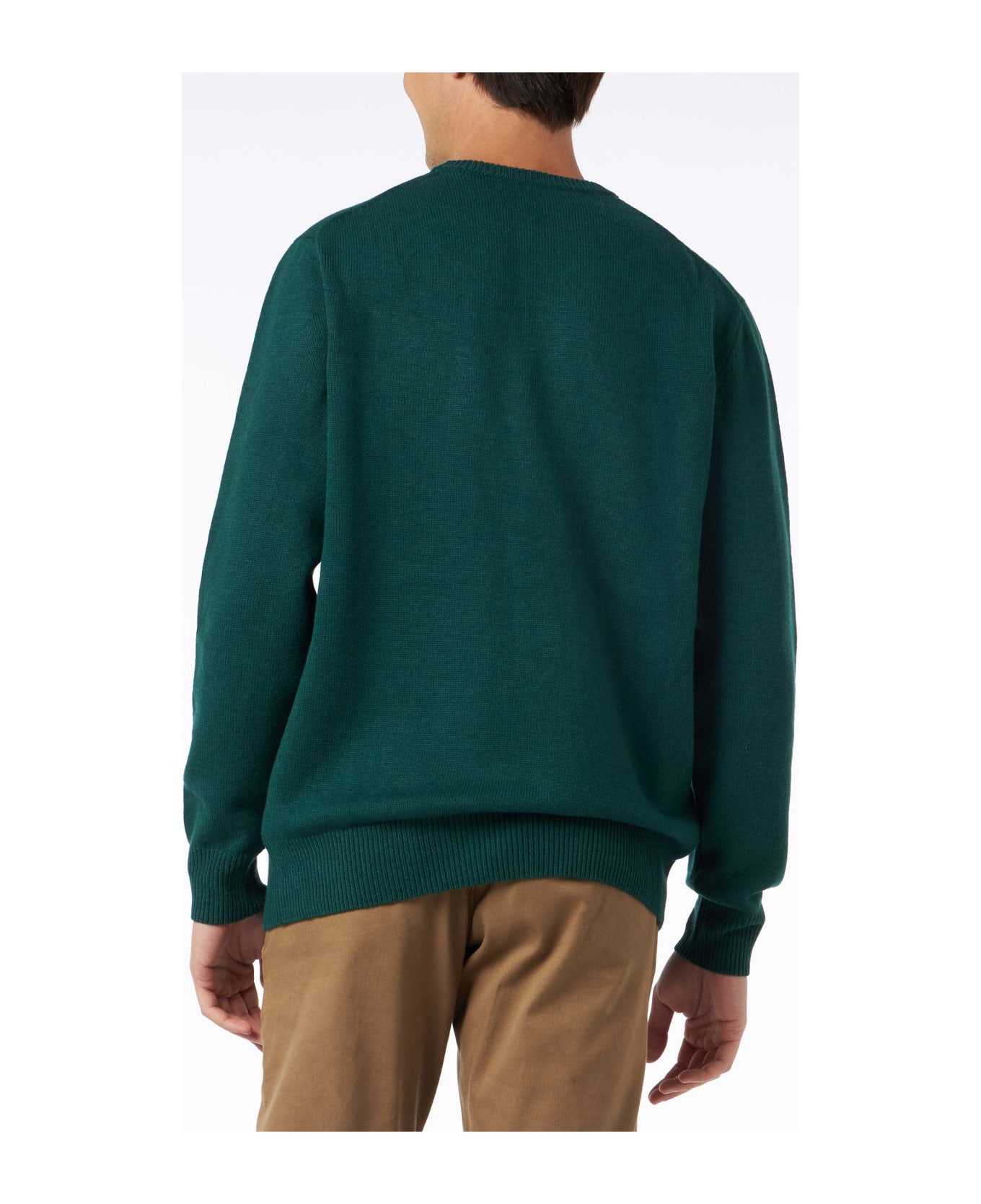 MC2 Saint Barth Man Crewneck Green Sweater With St. Barth Embroidery - GREEN