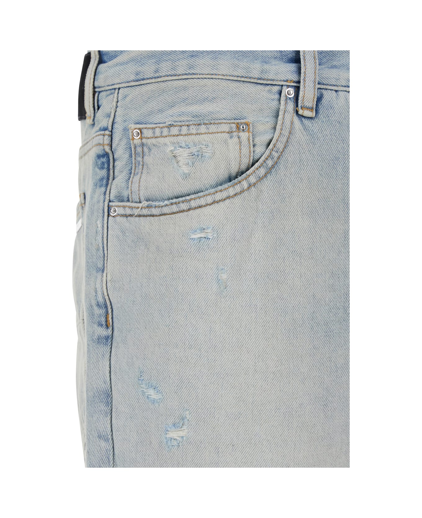 AMIRI Light Bliue Jeans With Flared Leg And Ripped Details In Denim Man - Light blue