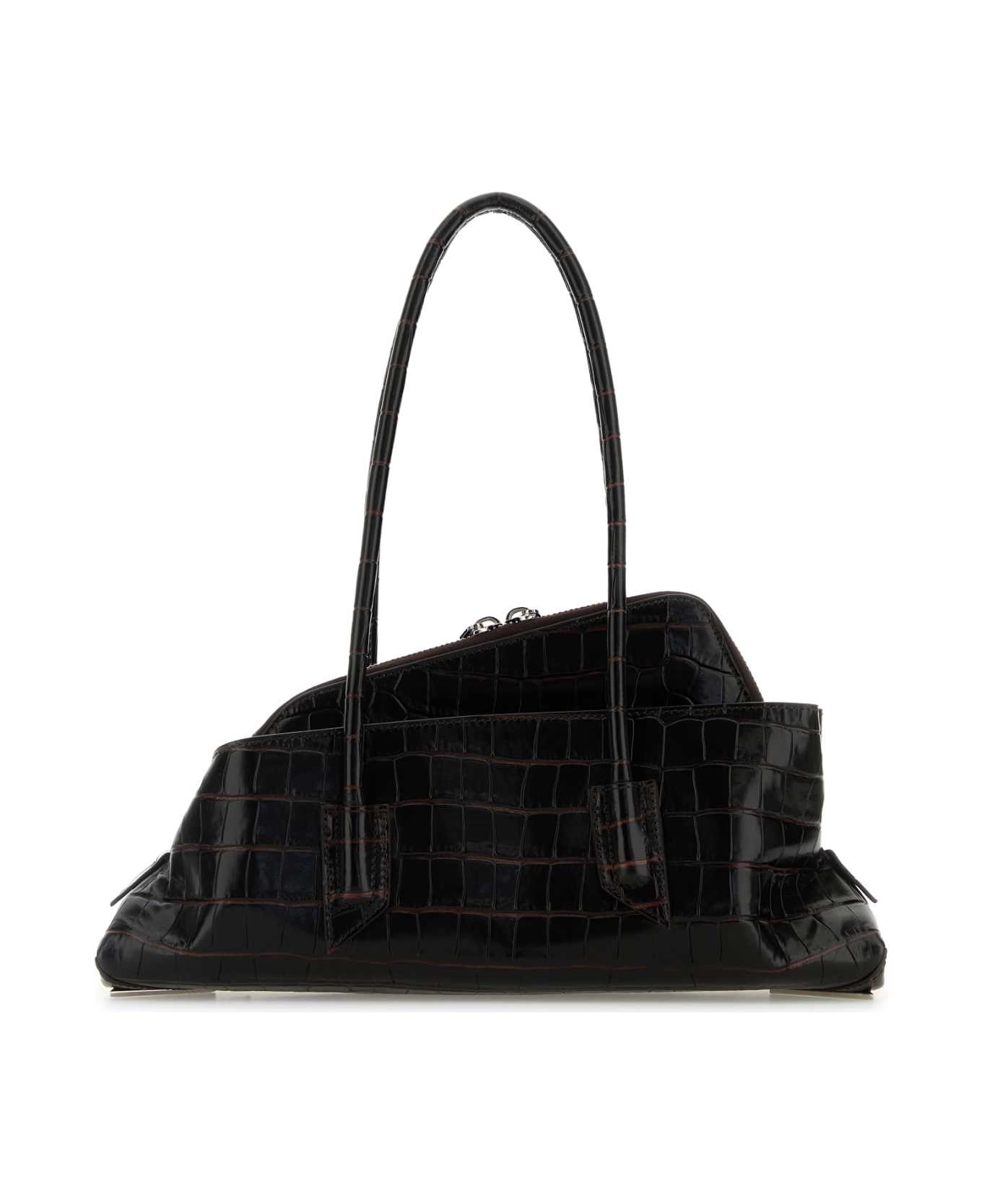 The Attico Dark Brown Leather Small La Passeggiata Handbag - COFFE