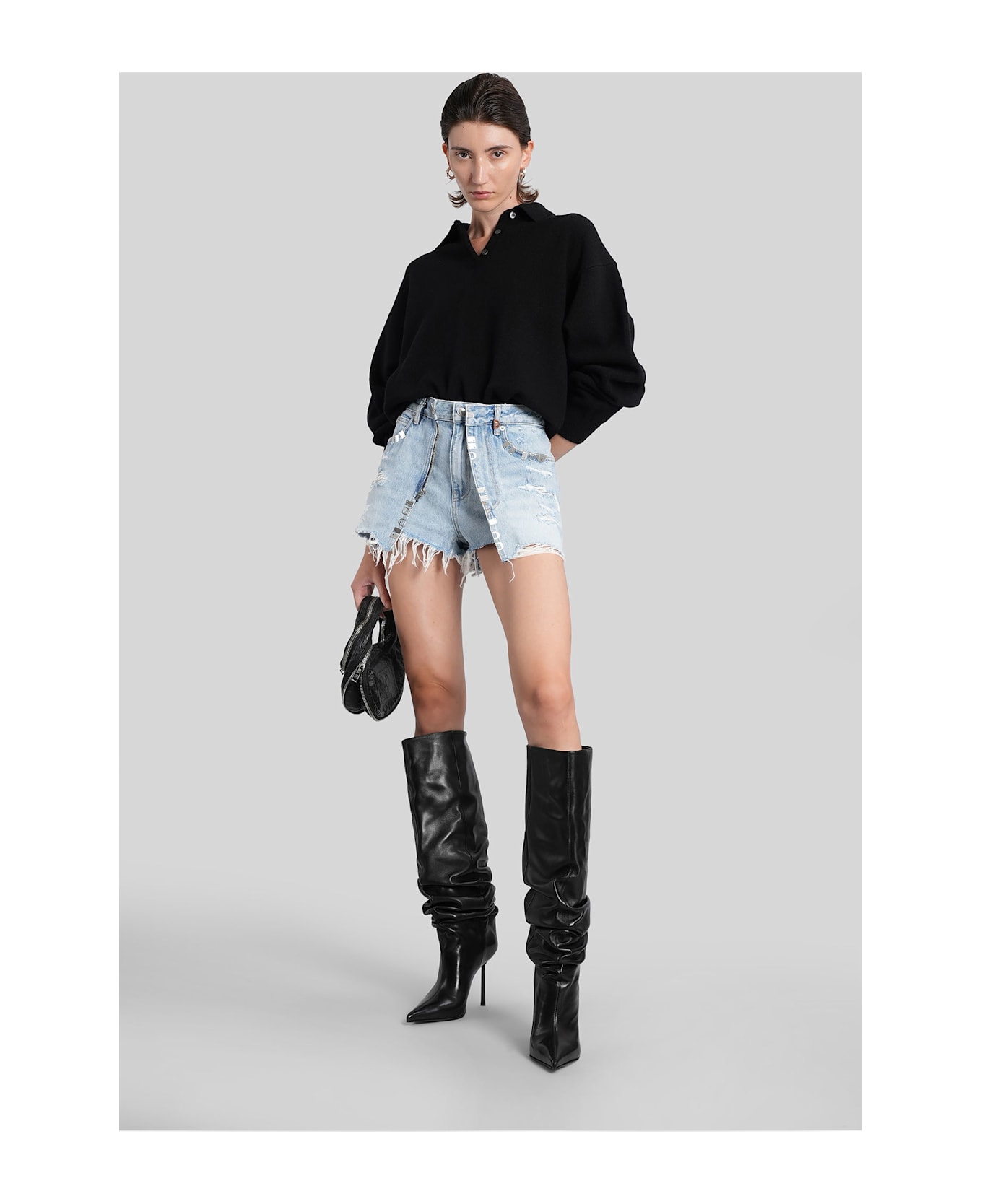 Alexander Wang Shorts In Blue Cotton - blue