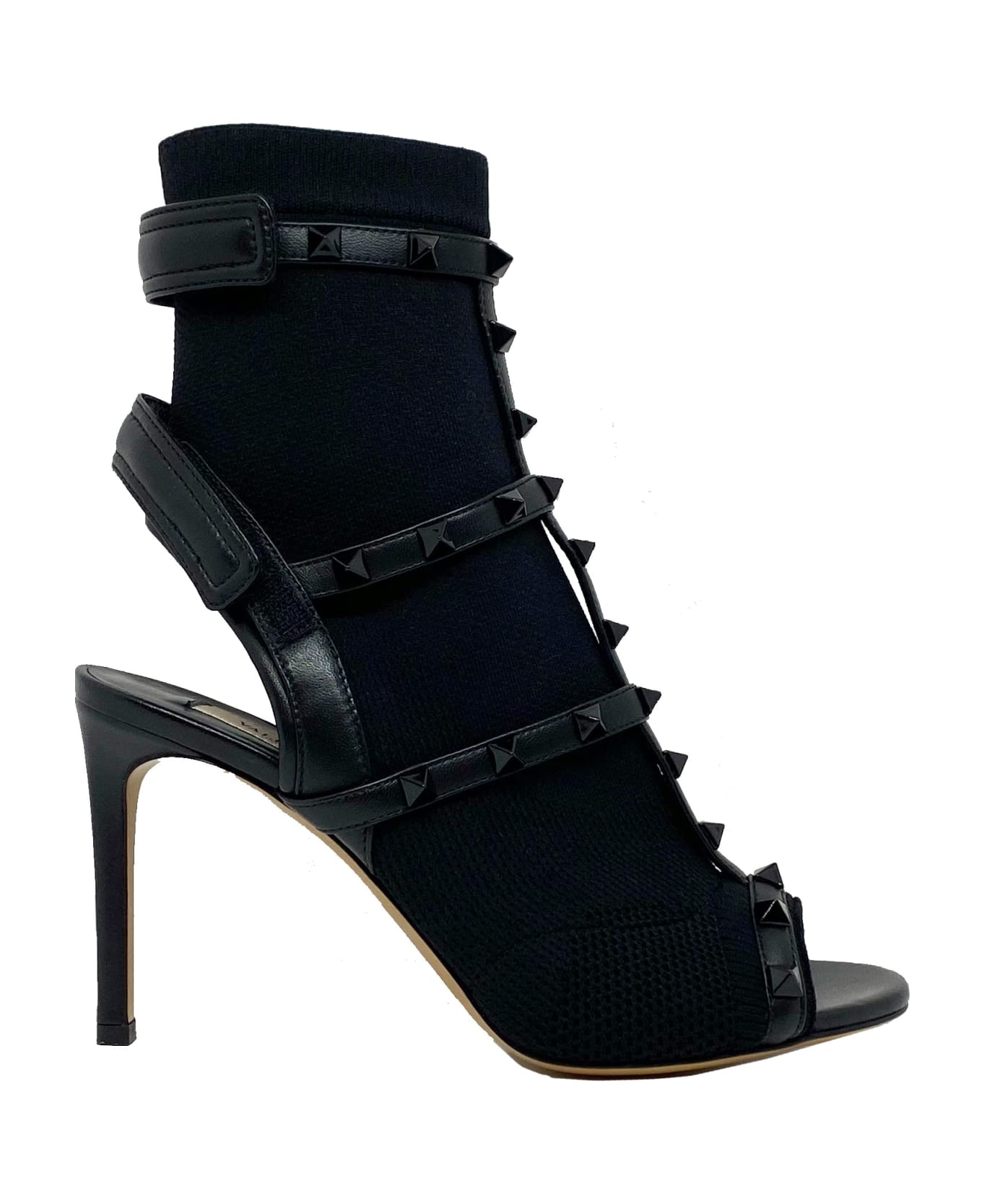 Valentino Garavani Rockstud Sock Heel Sandals - Black