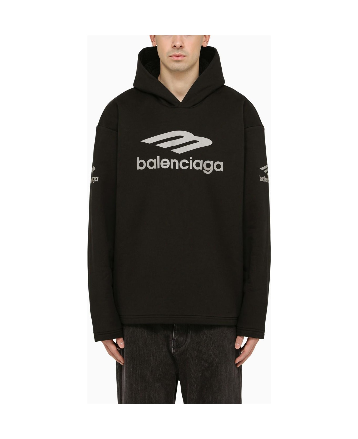 Balenciaga Icon 3b Sport Hoodie - BLACK