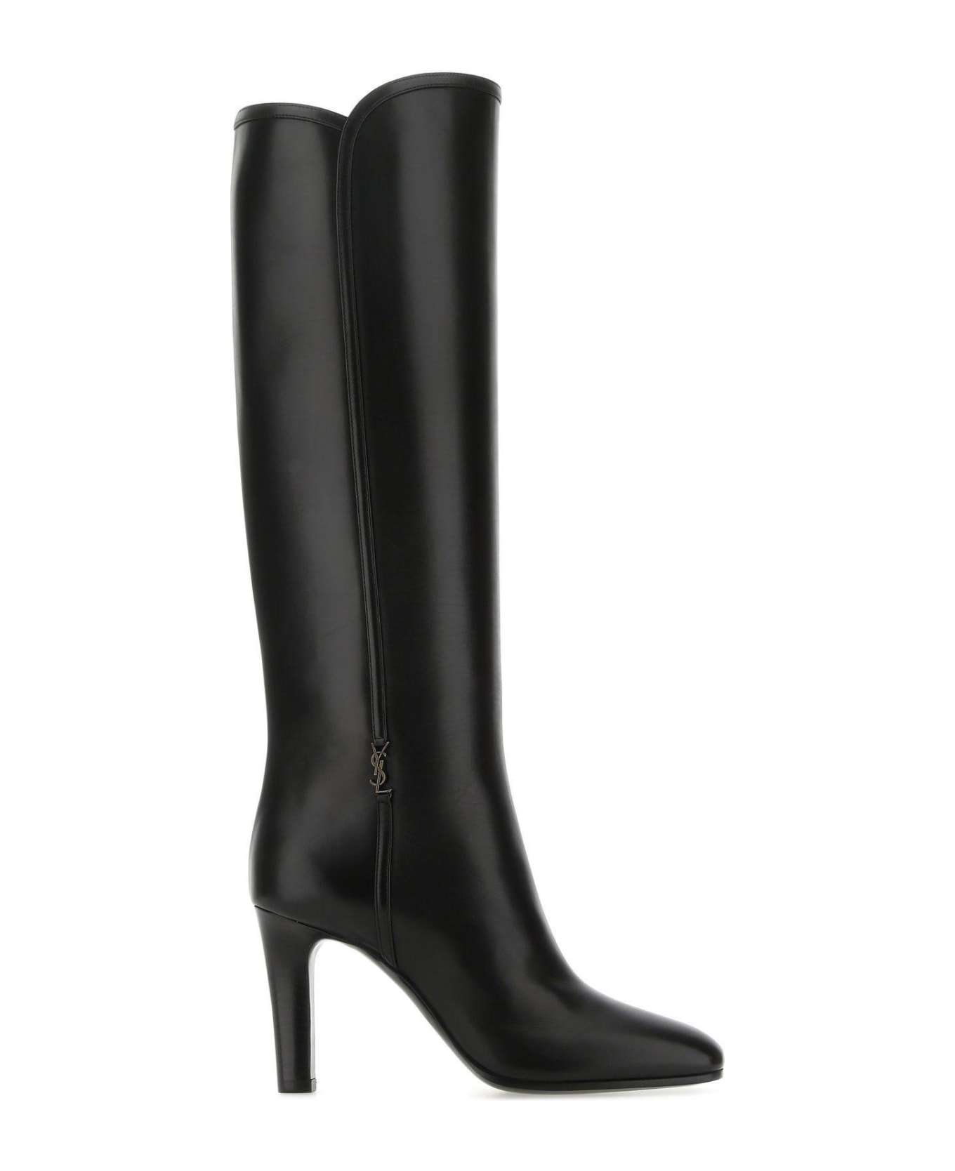 Saint Laurent Black Leather Jane 90 Boots - NERO