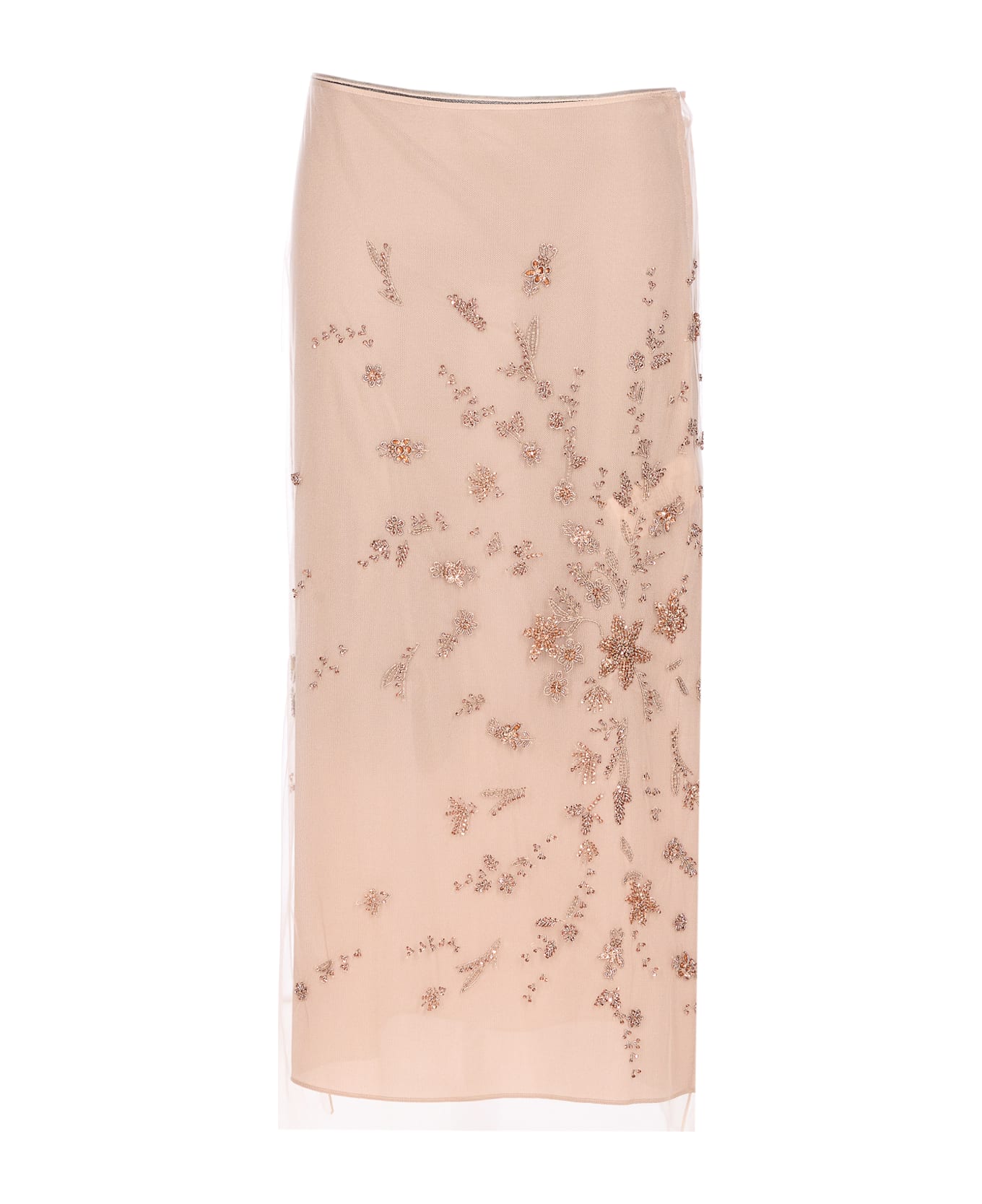 Fendi Tulle Embroidered Skirt - Carne