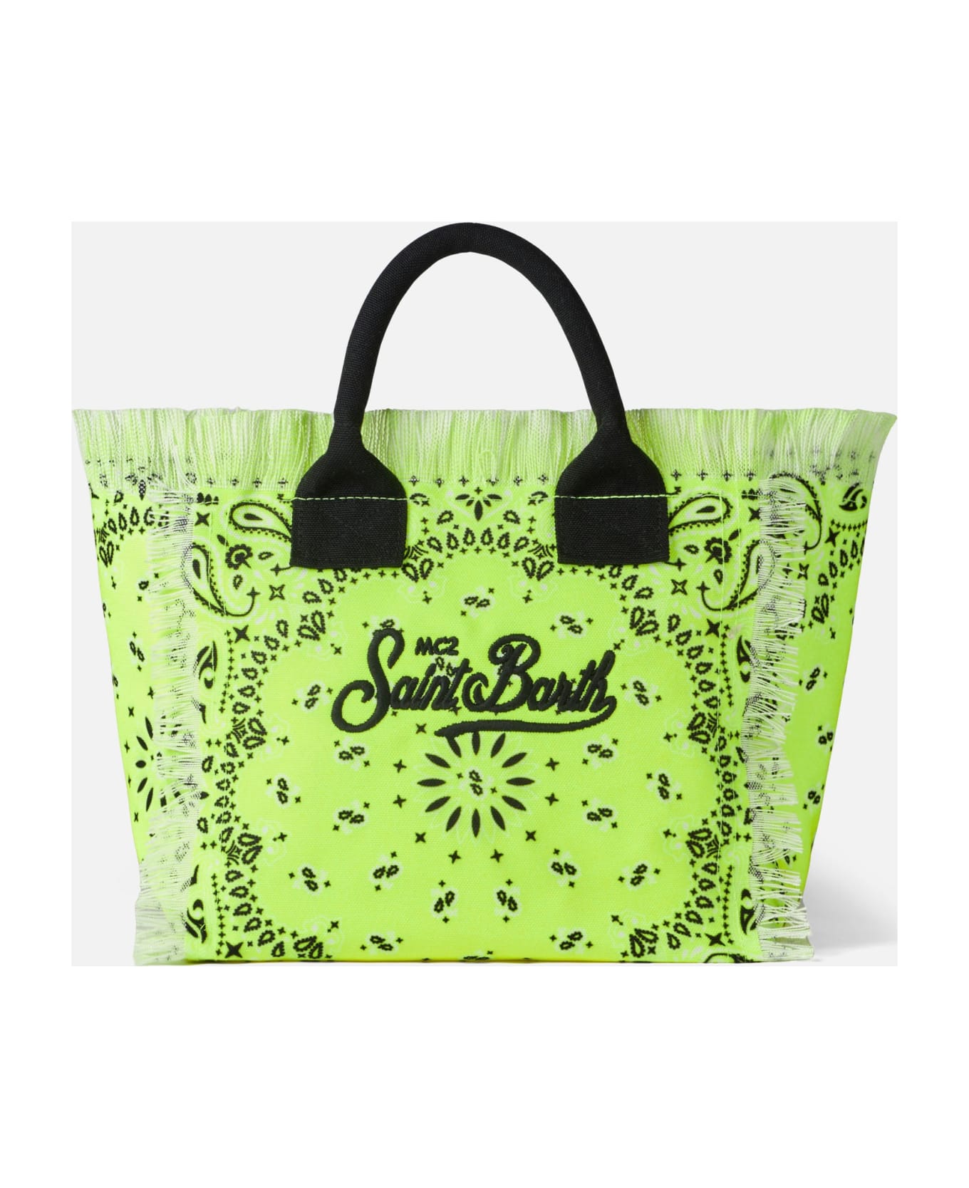 MC2 Saint Barth Colette Fluo Yellow Handbag With Bandanna Print - YELLOW