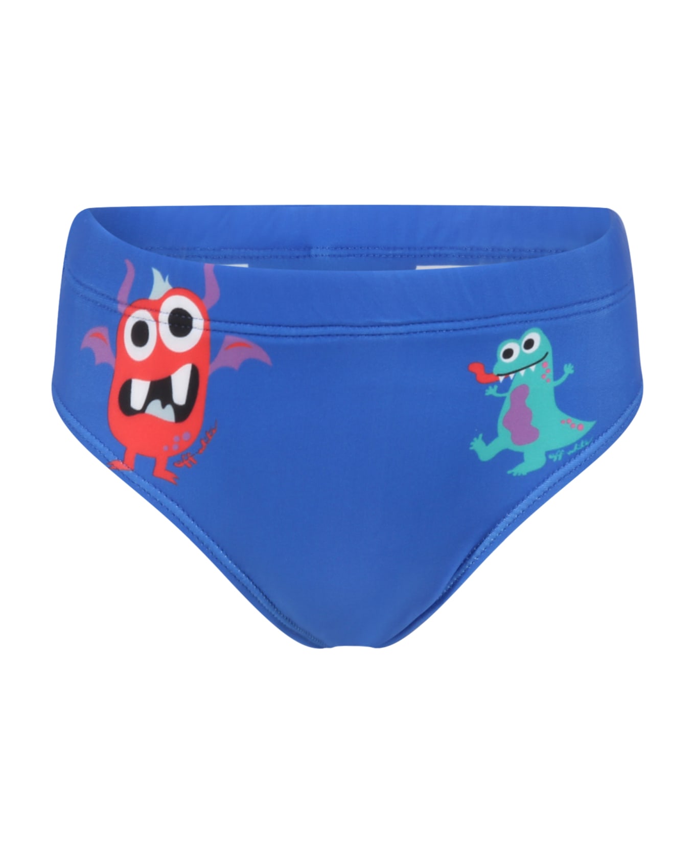 Off-White Blue Swimsuit For Baby Boy With Monstres - Blue