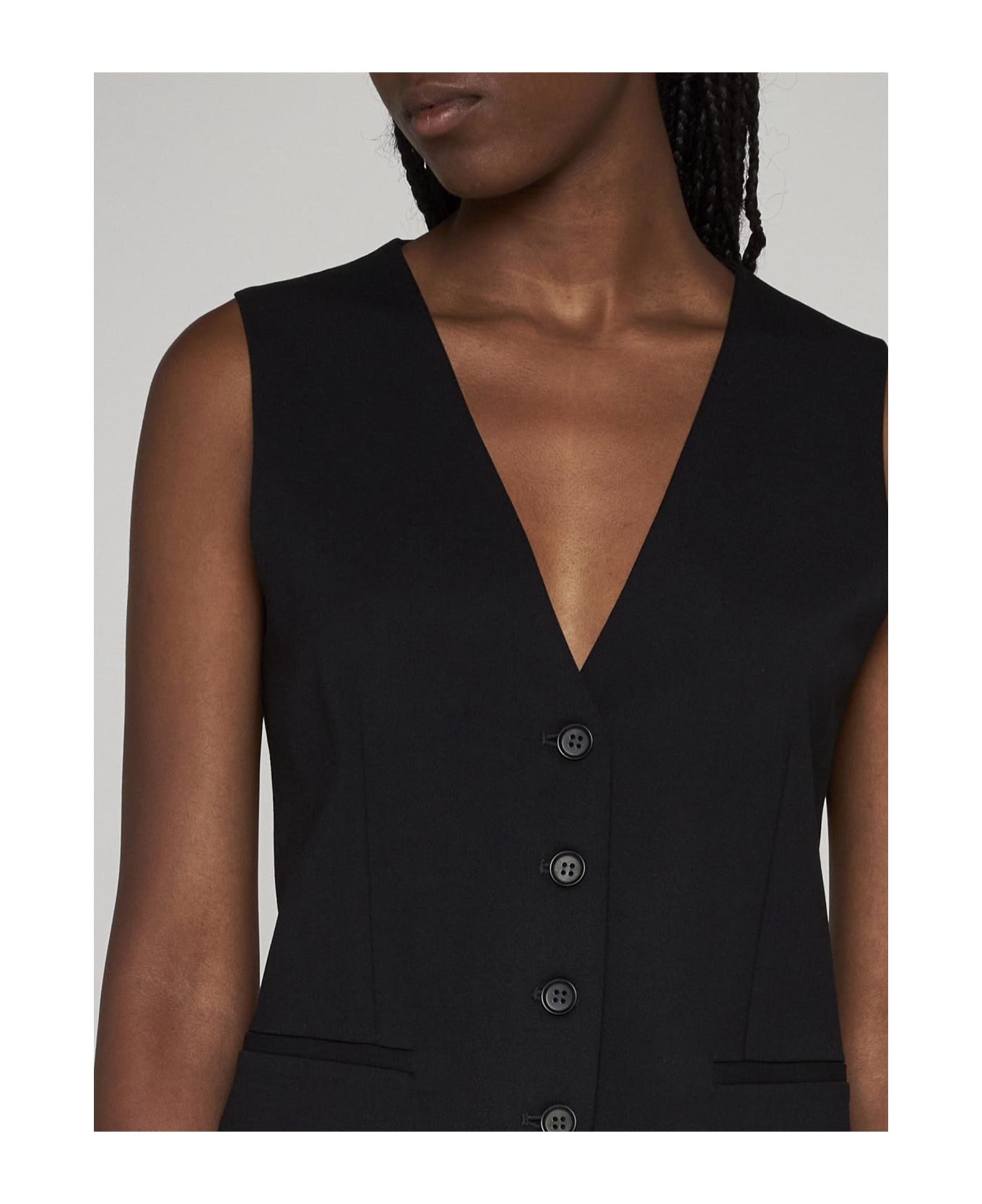 Parosh Lilux Stretch Wool Vest - Nero