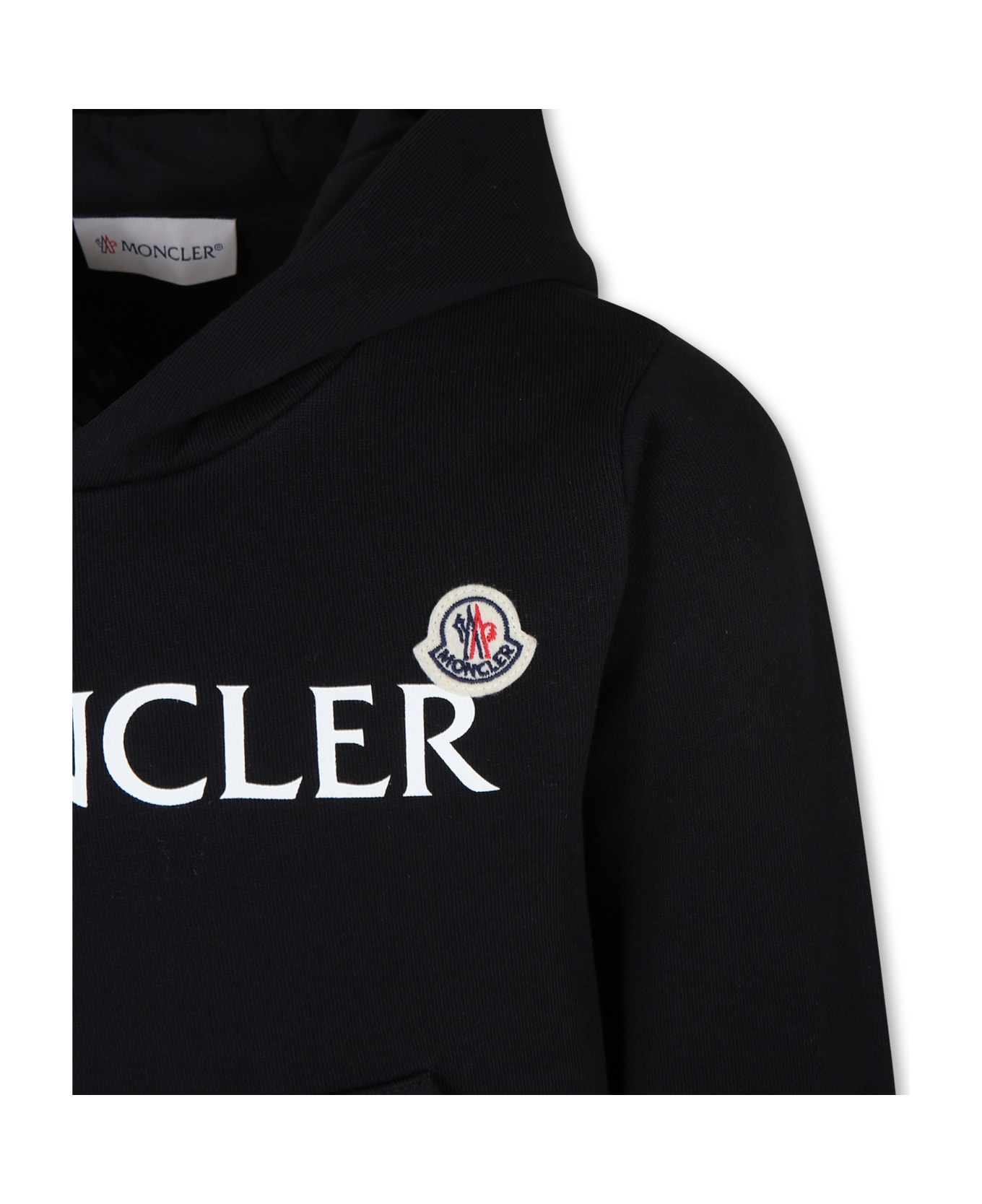 Moncler Black Sweatshirt For Kids With Logo - Black