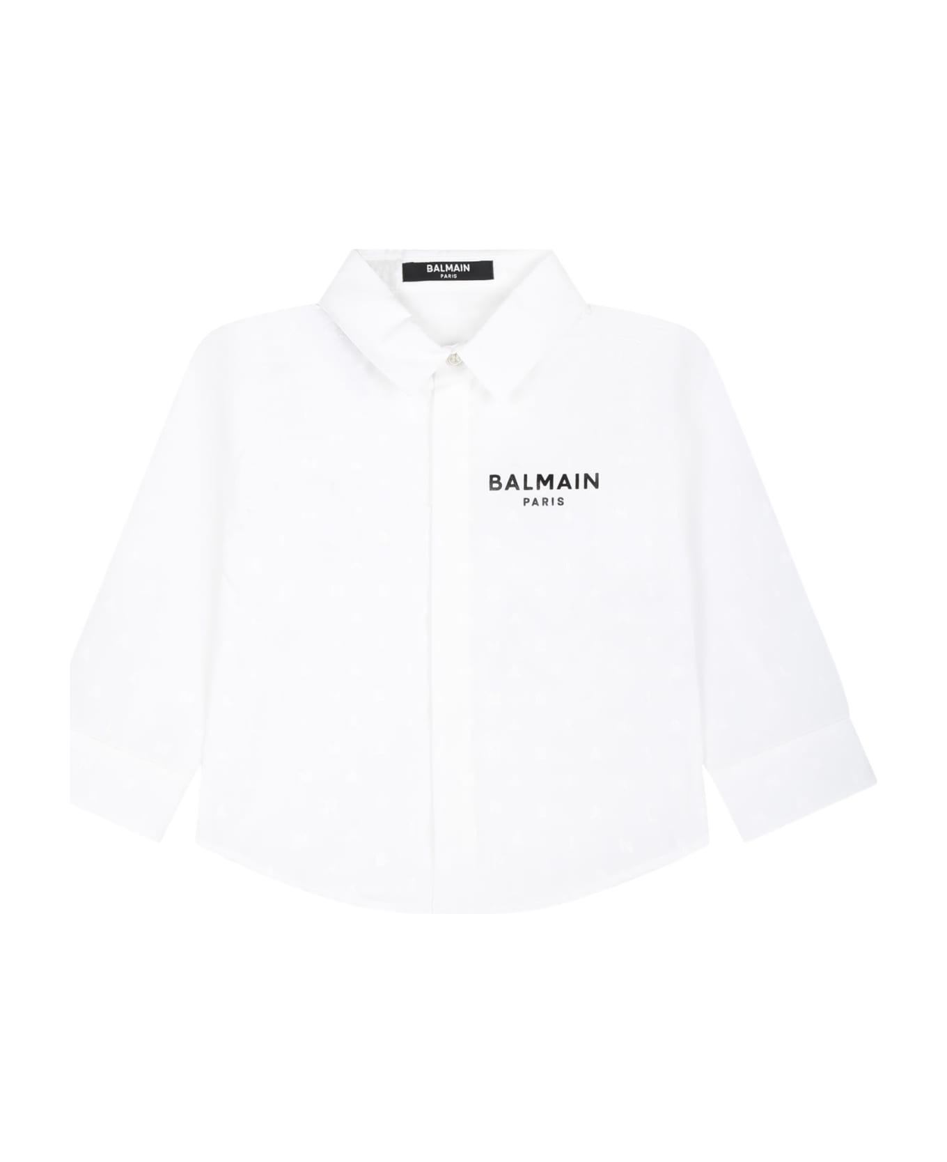 Balmain White Shirt For Baby Boy With Logo - White