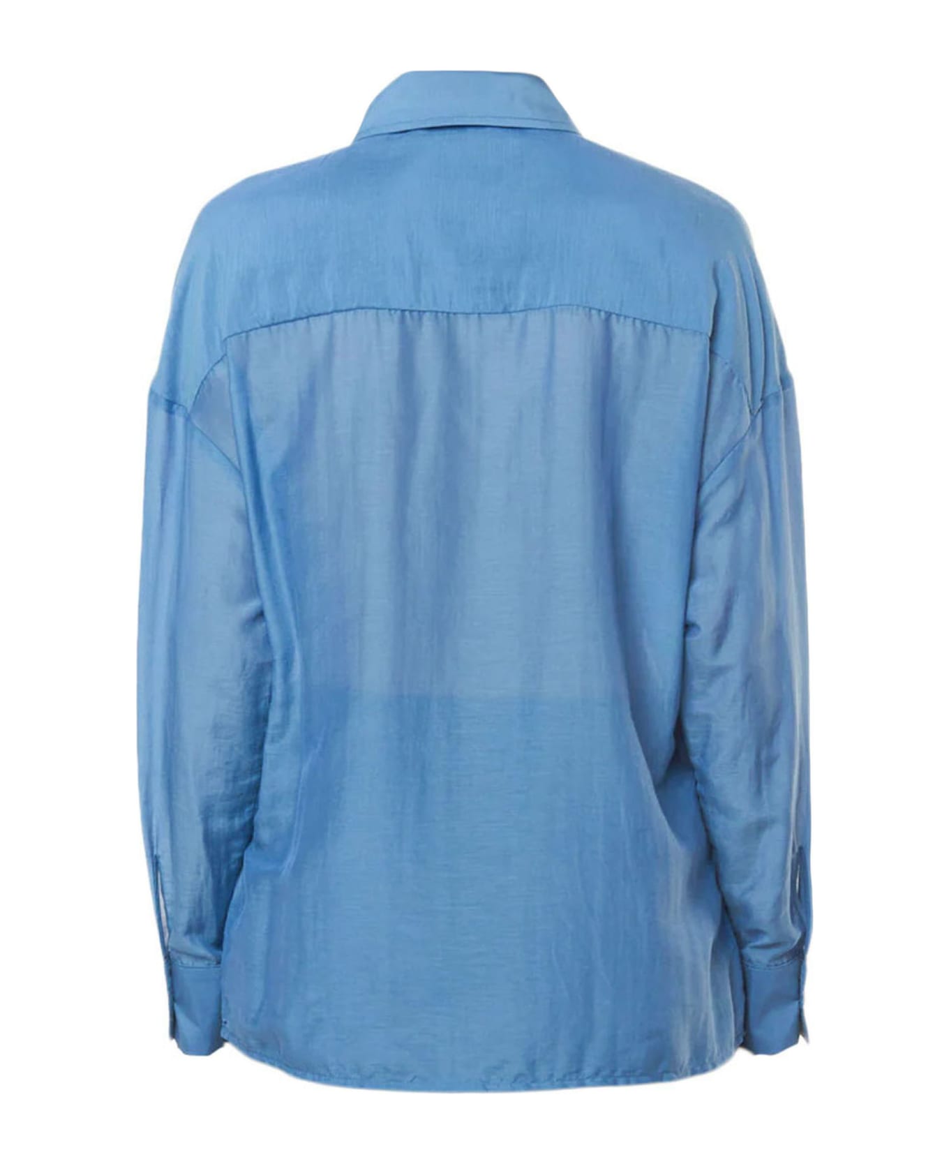 SEMICOUTURE Blue Silk Blend Shirt - Blue