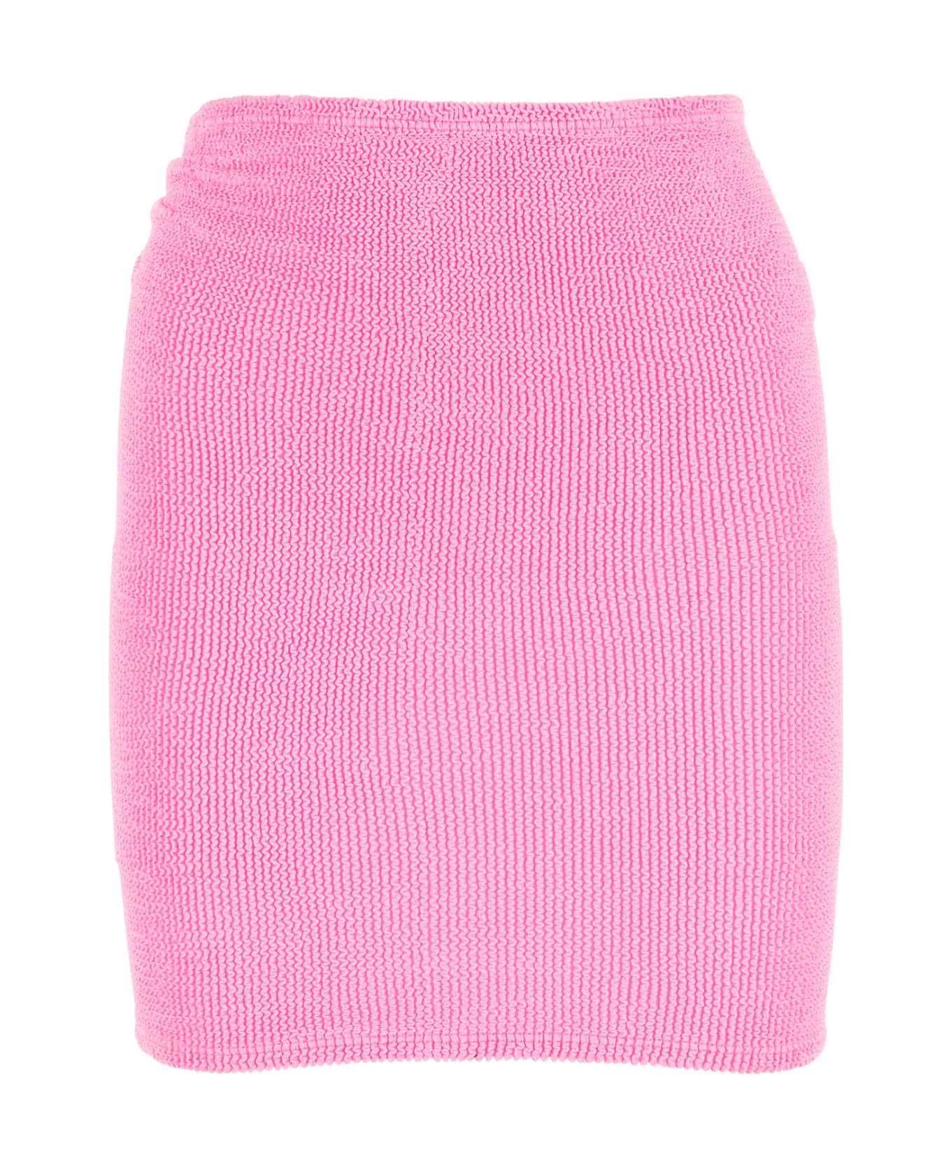 Hunza G Fluo Pink Stretch Nylon Blend Miniskirt - BUBBLEGUM スカート