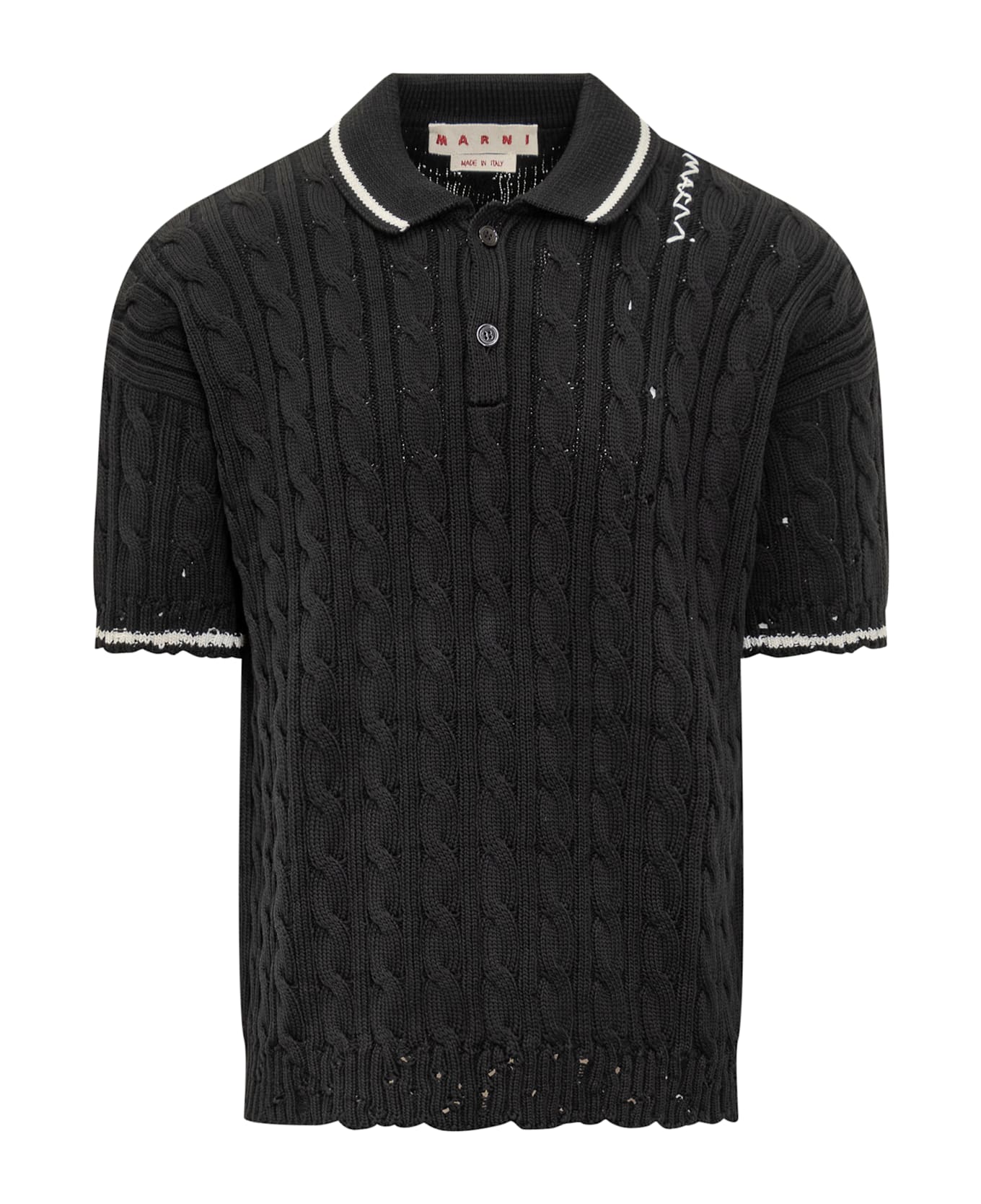 Marni Knitted Polo Shirt - BLACK