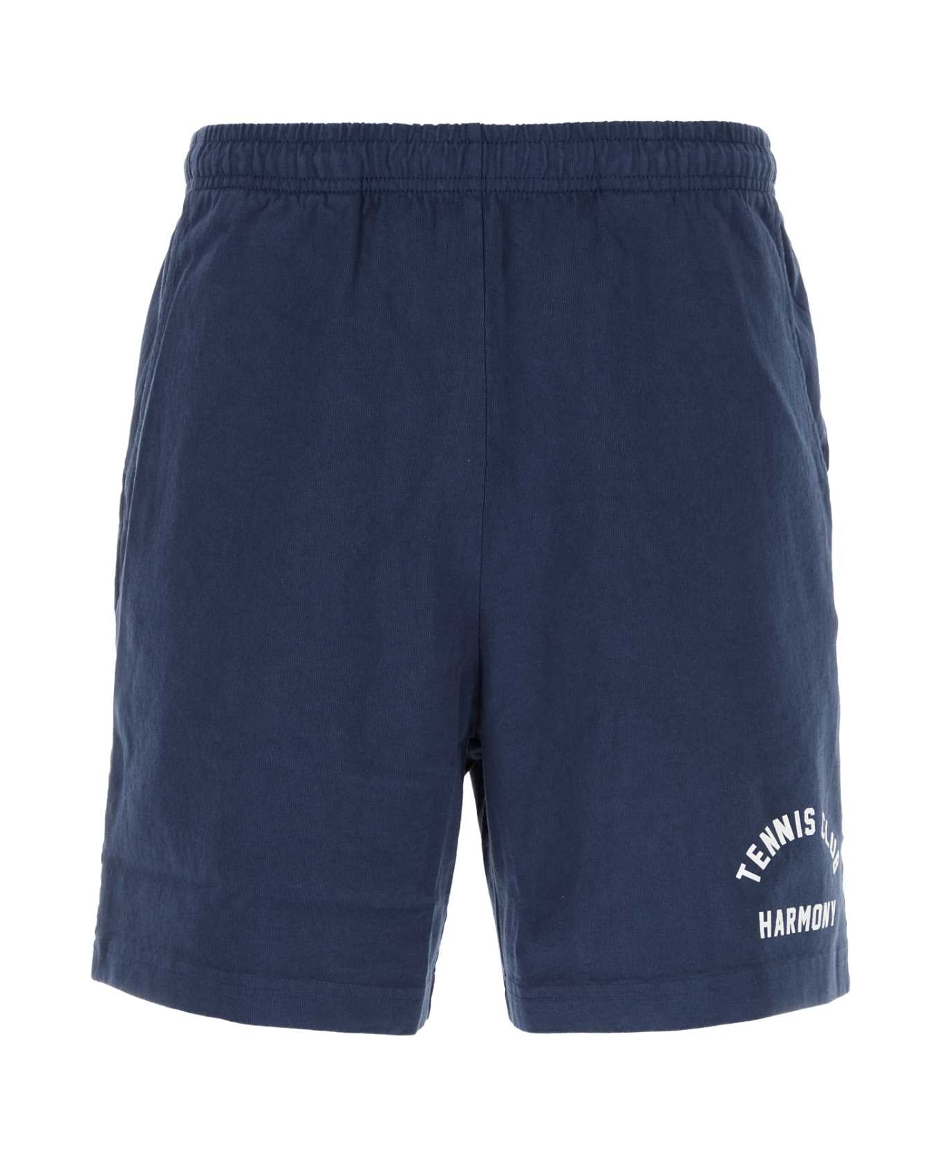 The Harmony Navy Blue Cotton Bermuda Shorts - 010