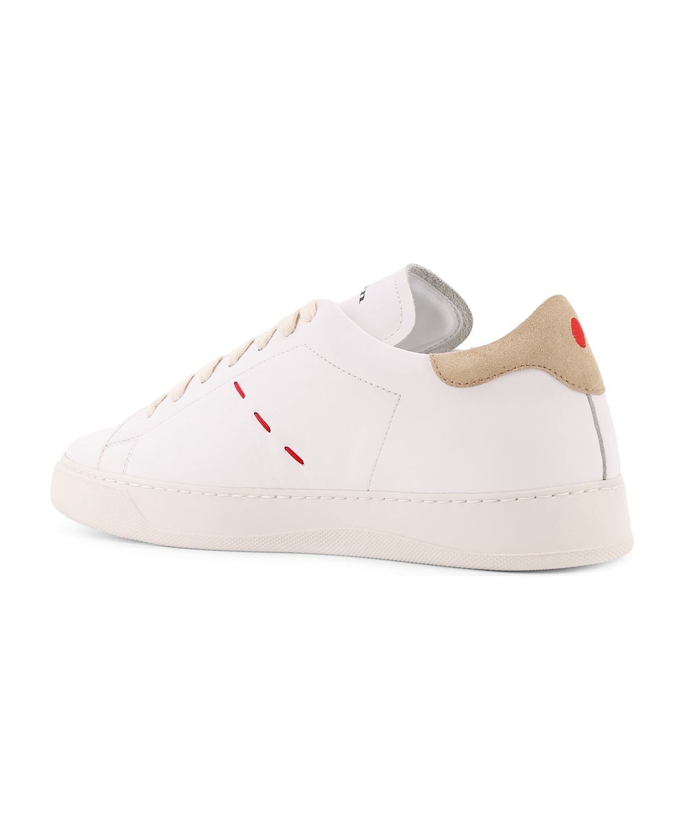 Kiton Leather Sneakers With Iconic Stitching - White