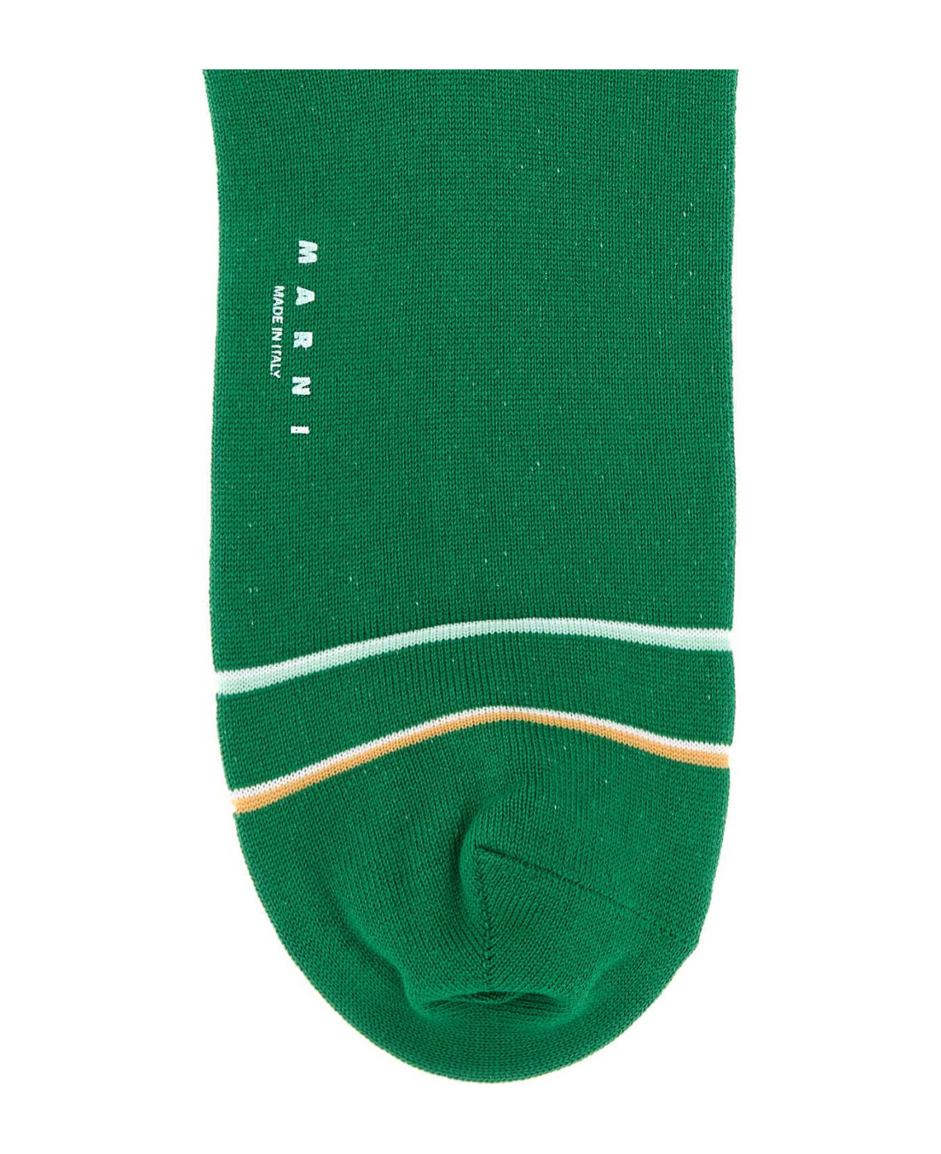Marni Green Cotton Blend Socks - SEAGREEN 靴下