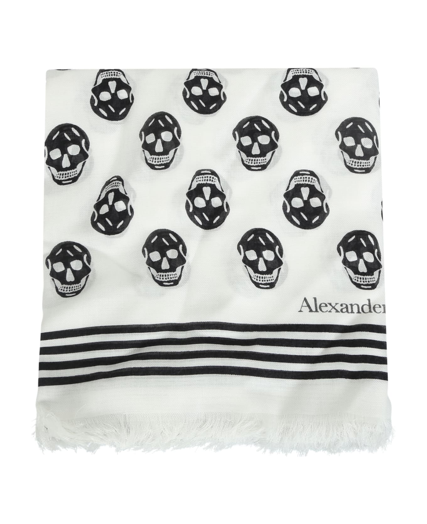 Alexander McQueen Skull Scarf - White