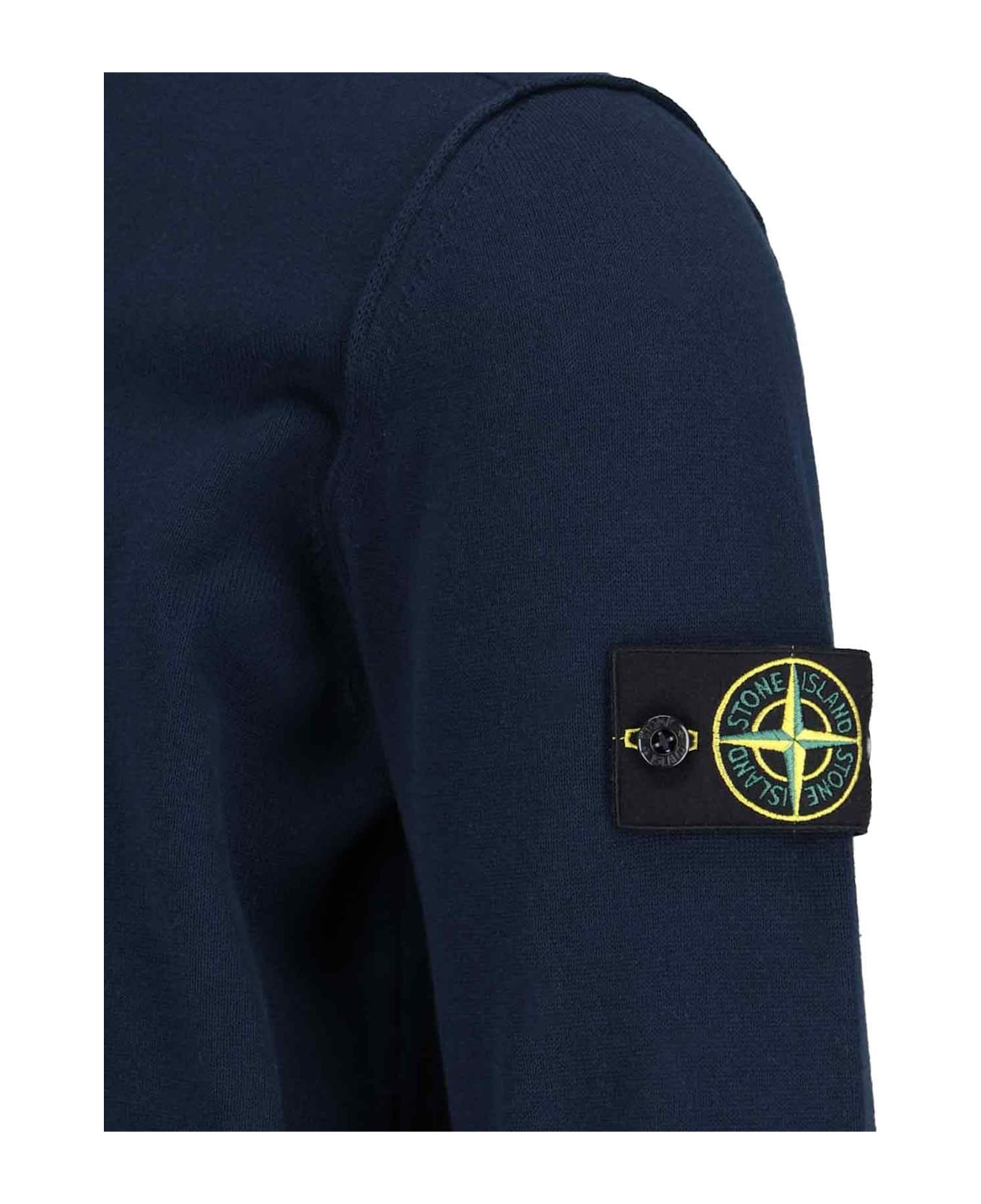 Stone Island Logo Crew Neck Sweater - BLEU
