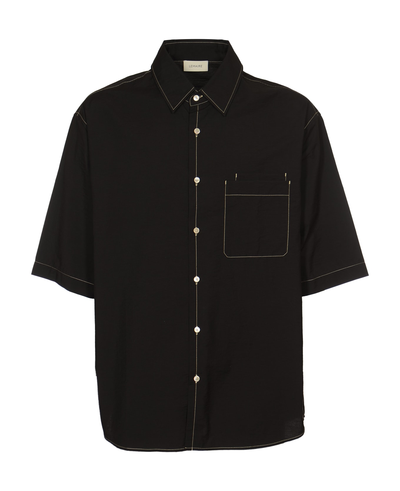 Lemaire Double Pocket Ss Shirt - Black