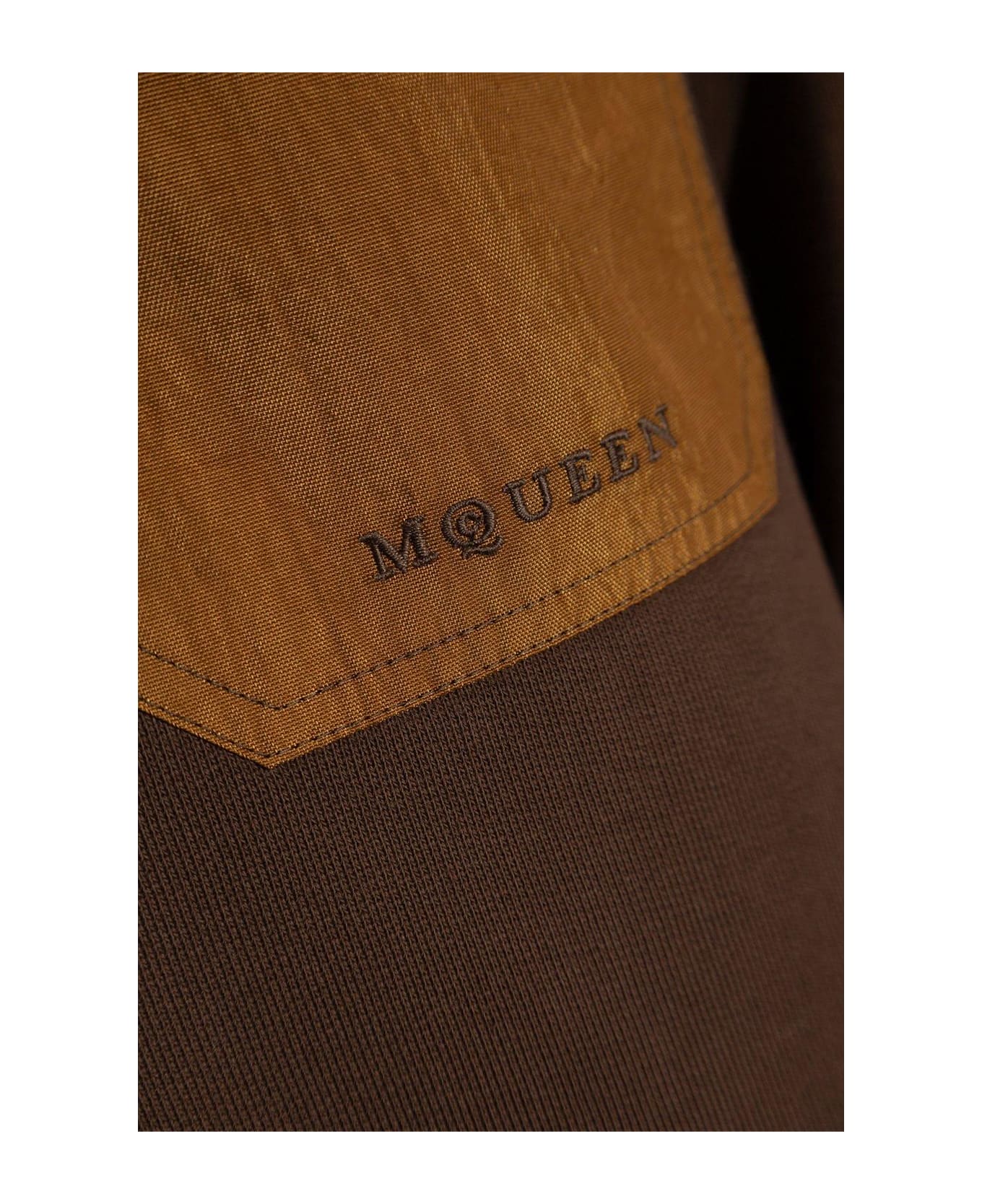 Alexander McQueen Logo Embroidered Half-zip Sweatshirt - Marrone