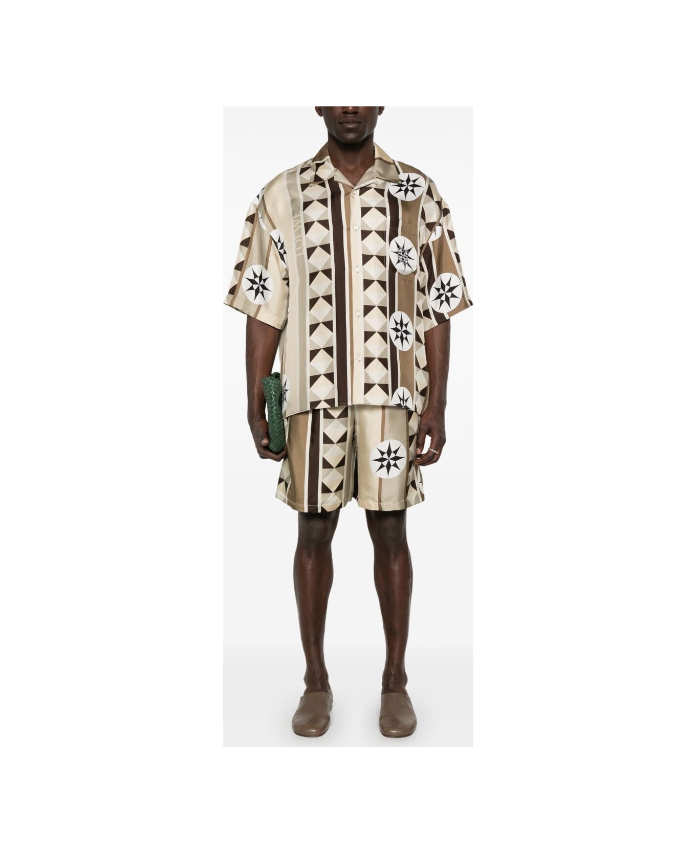 Loewe Printed Silk Shorts - Beige