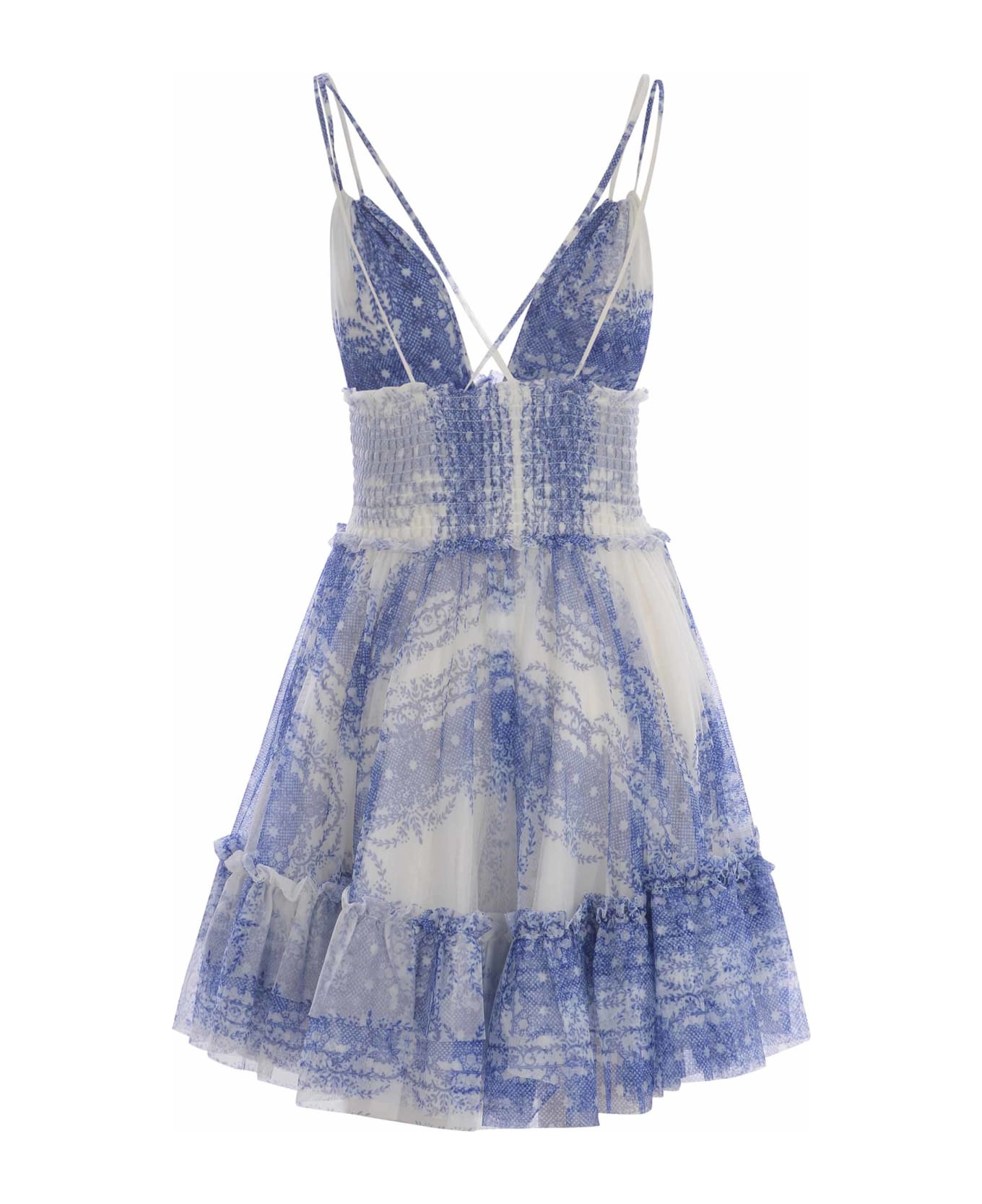 Philosophy di Lorenzo Serafini Dress Philosophy Made Of Printed Tulle - Azzurro