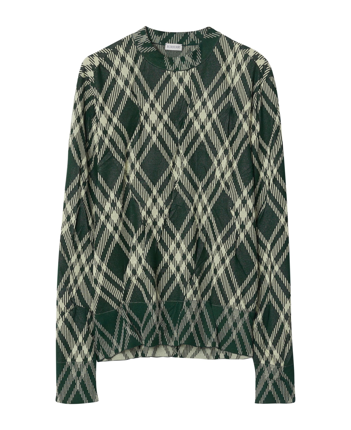 Burberry Plaid-check Crinkled-effect Crewneck Jumper - Ivy Ip Check