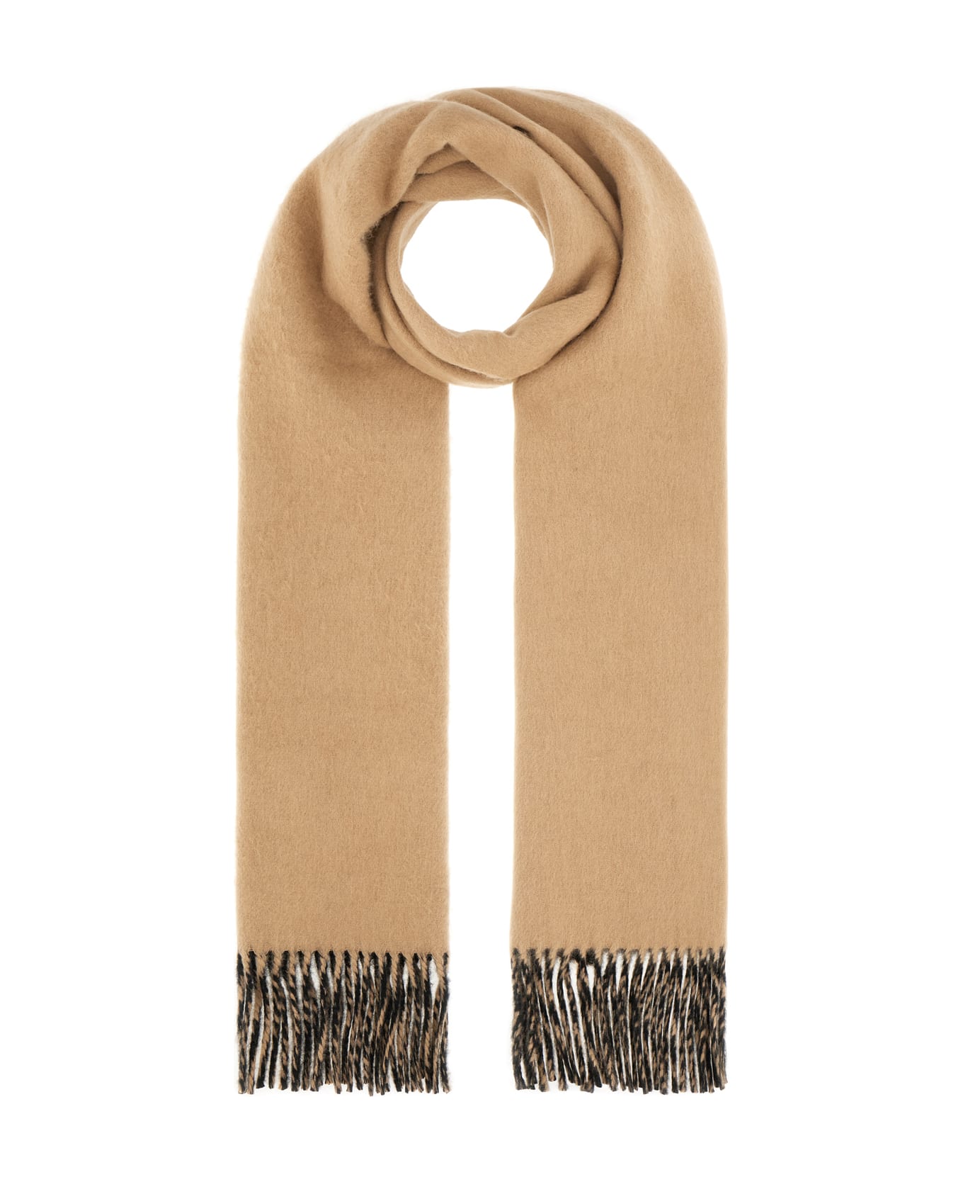 Burberry Cappuccino Cashmere Reversible Scarf - CAMEL /BLACK