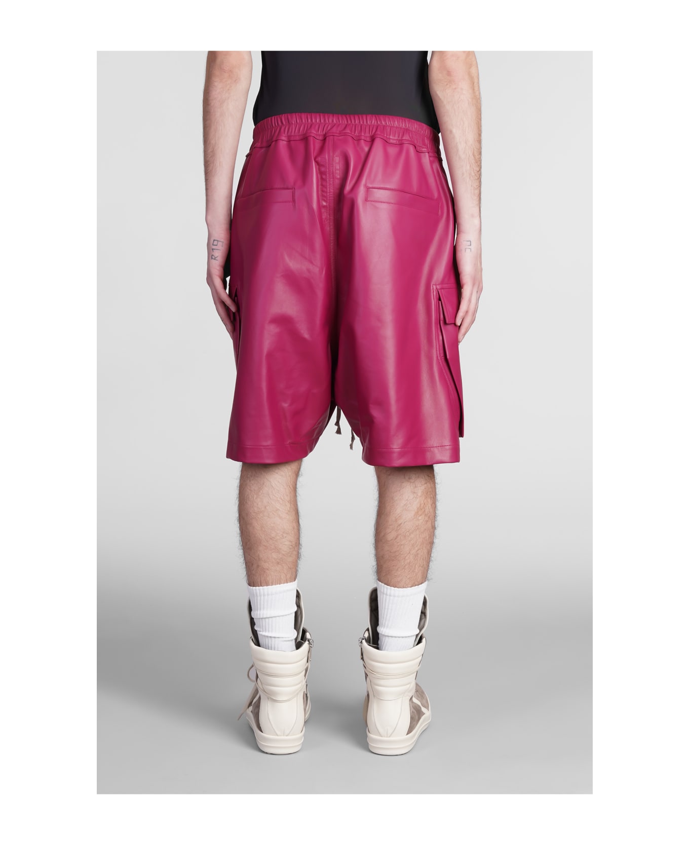 Rick Owens Shorts In Fuxia Leather - fuxia
