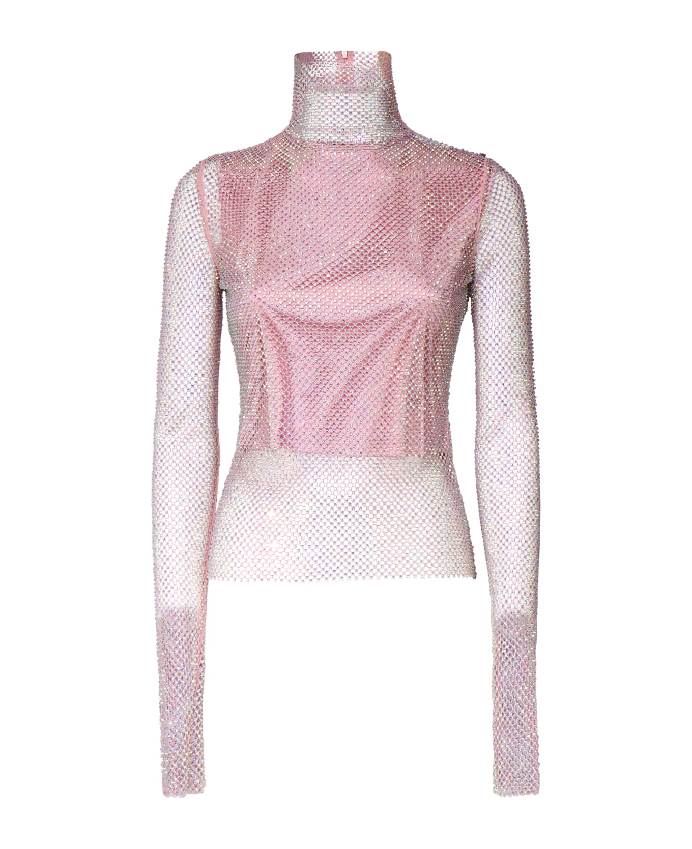 SportMax Valdai Transparent Perforated Sweater With Rhinestones - Rosa 