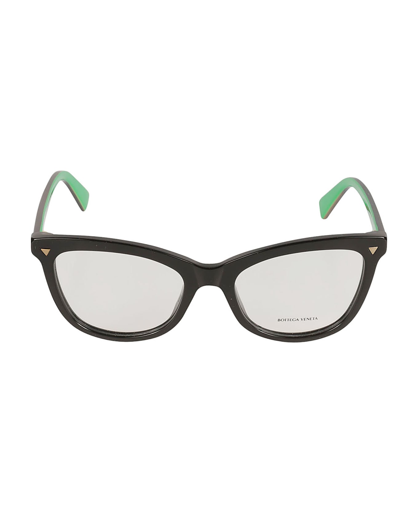 Bottega Veneta Eyewear Square Frame Logo Glasses - Black/Transparent アイウェア