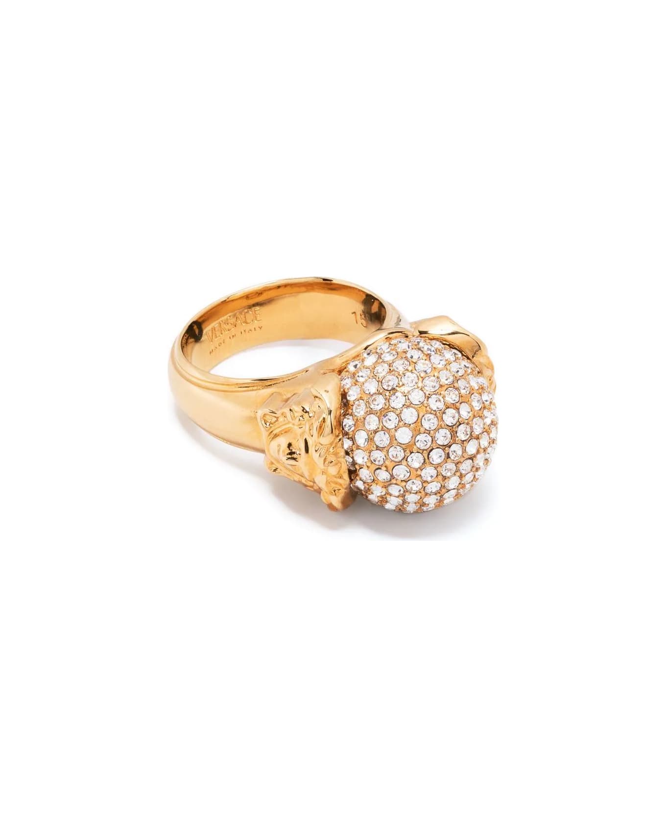 Versace Fashion Metal Ring With Strass - Gold Crystall