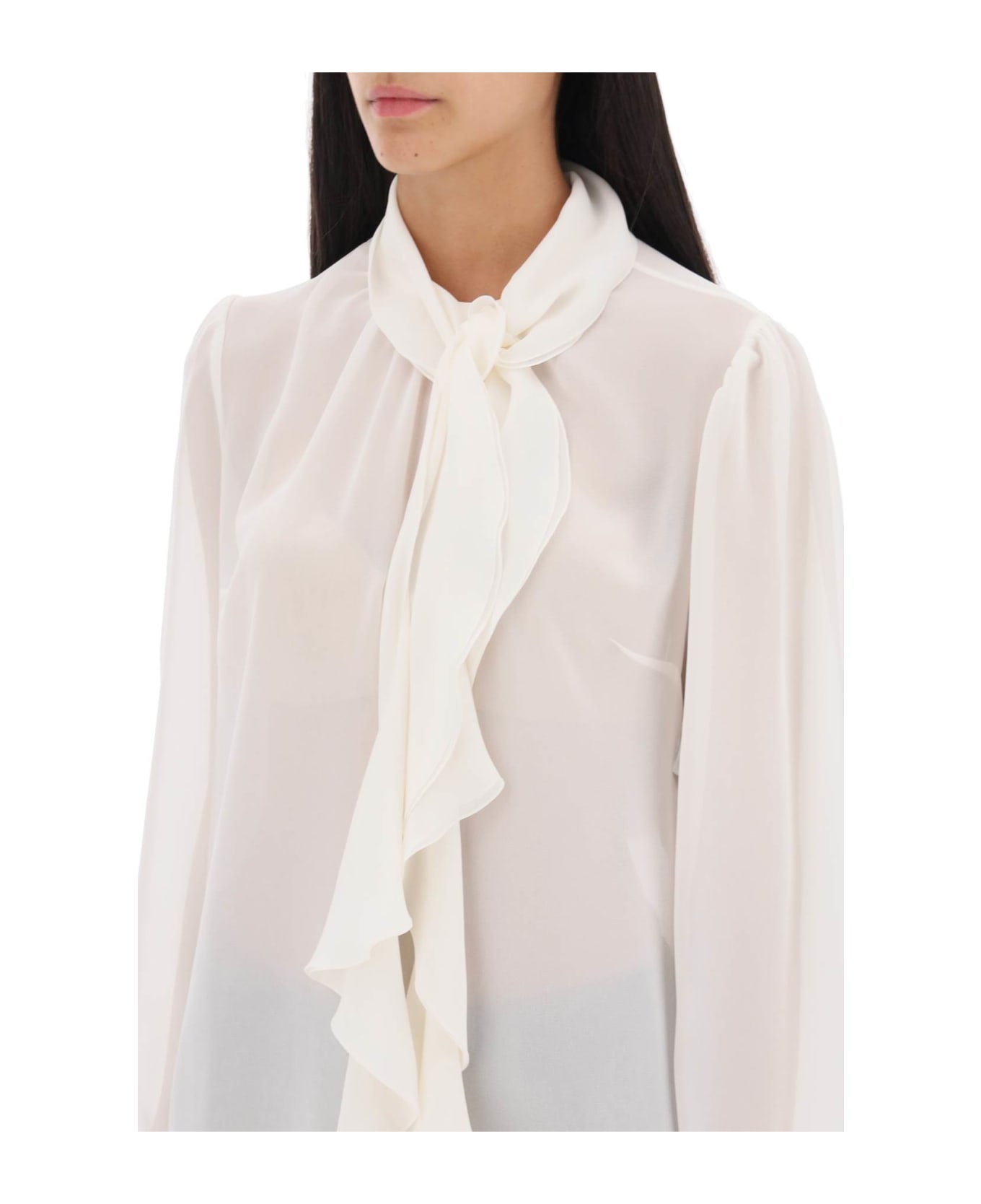 Dolce & Gabbana Silk-georgette Blouse With Ruffles - BIANCO NATURALE (White)