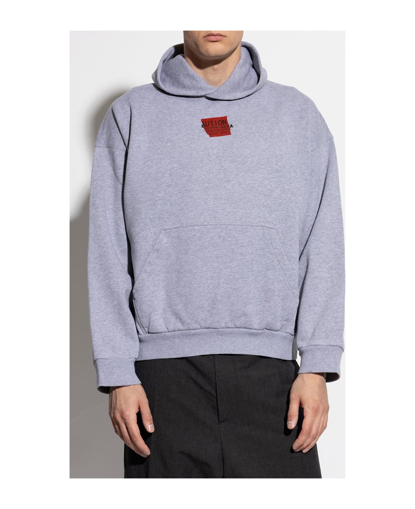 Balenciaga Hoodie - HEATHER GREY BLK RED