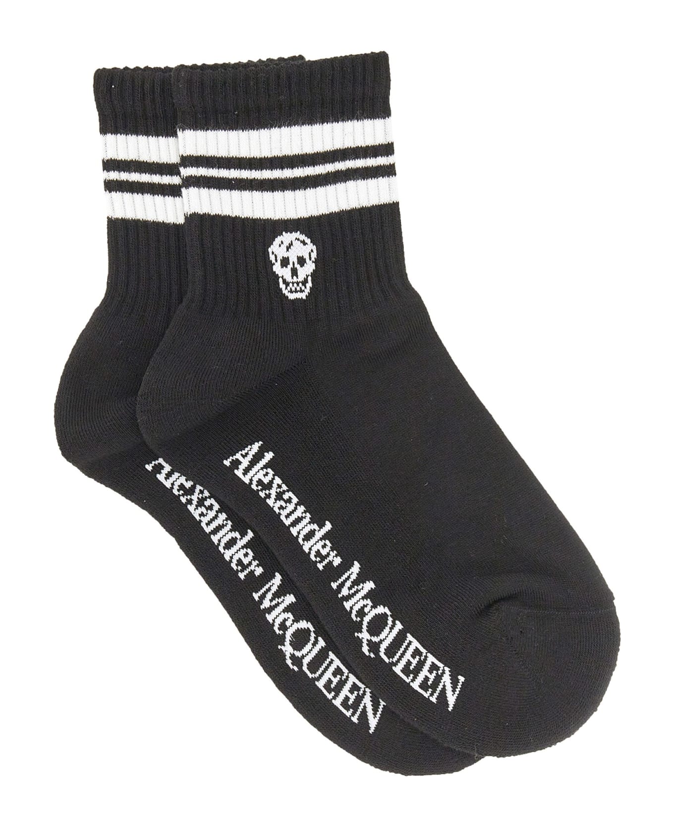 Alexander McQueen Socks With Logo - Black White 靴下＆タイツ