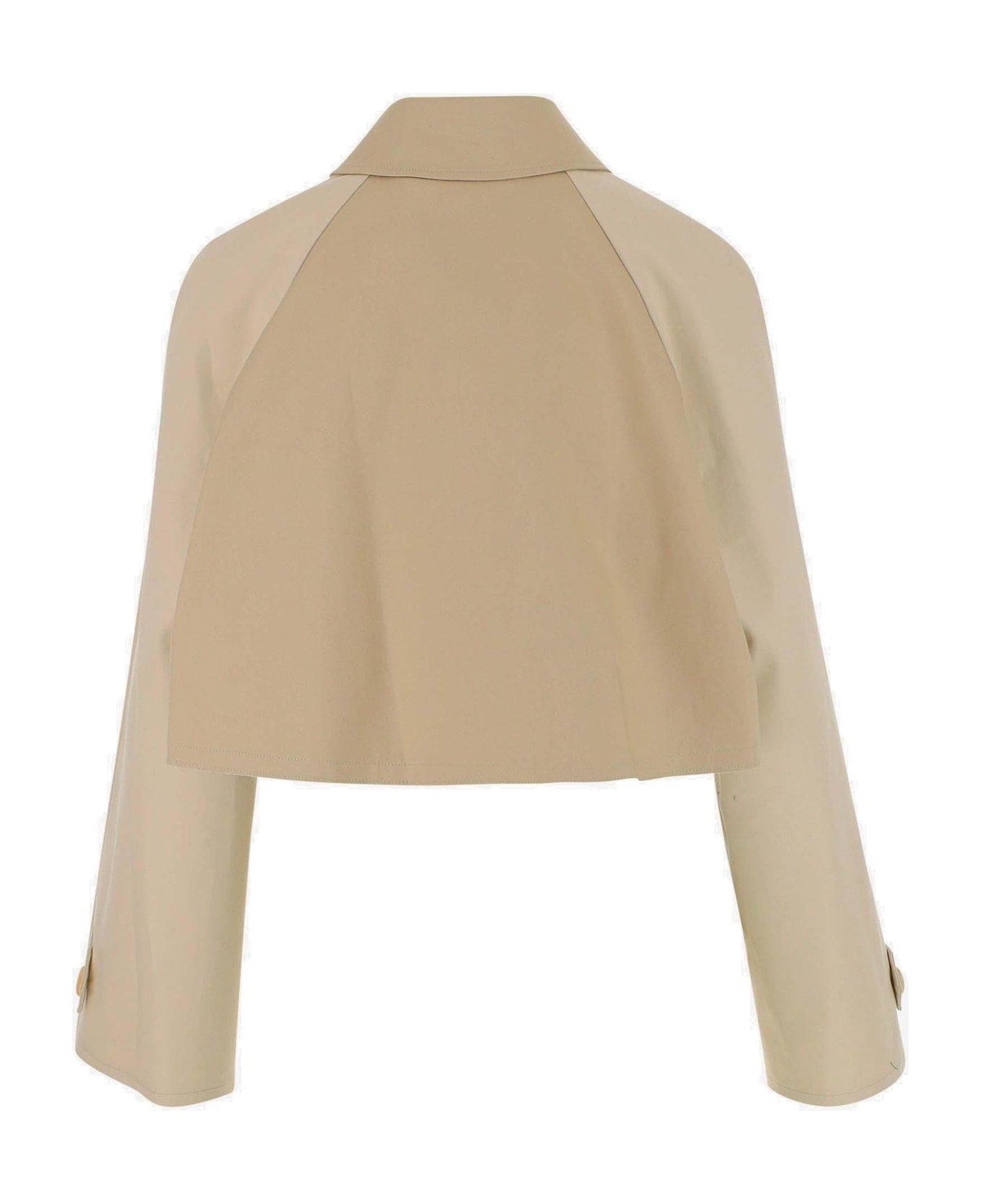 Palm Angels Palm Plaque Cropped Trench Coat - BEIGE