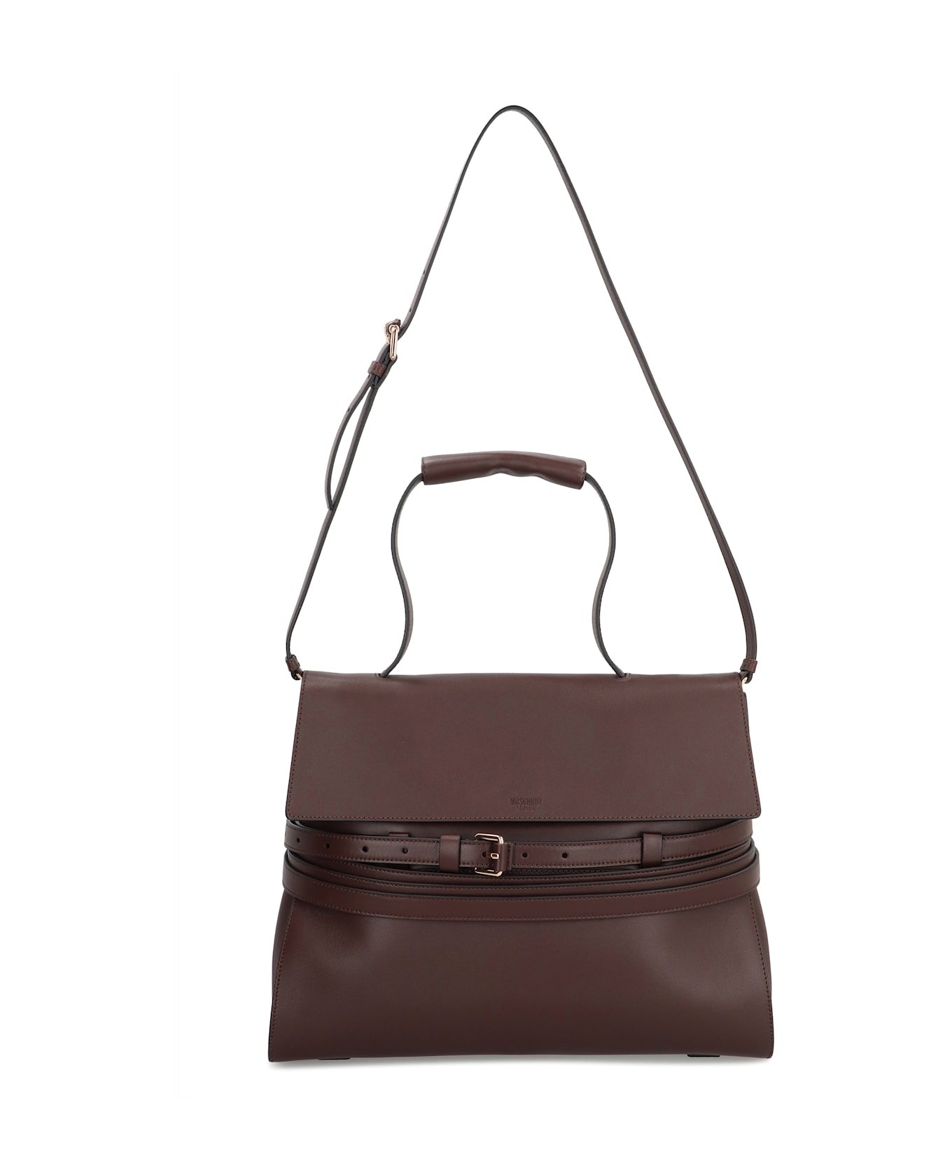 Moschino Tie Me Leather Handbag - brown