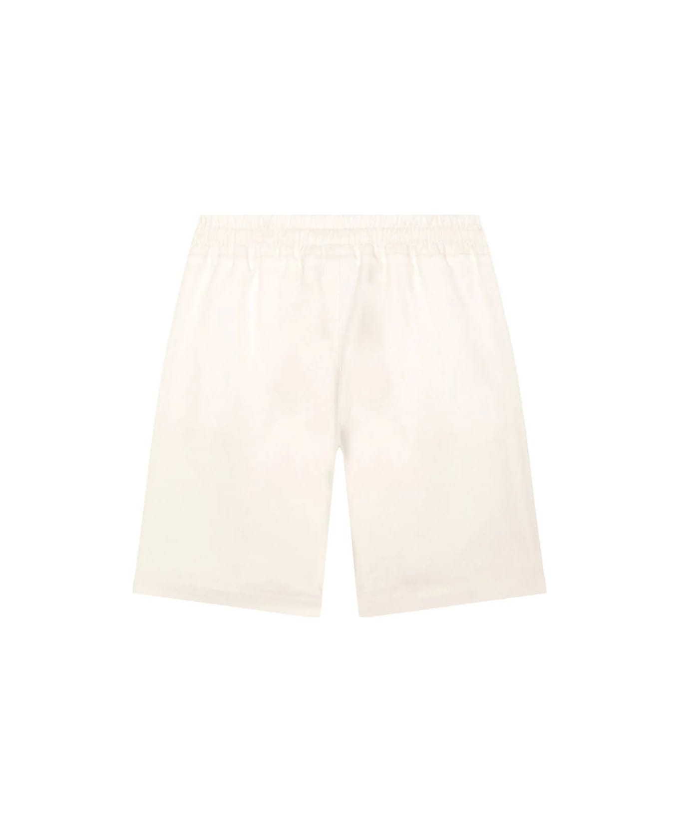 Dolce & Gabbana Beige Bermuda Shorts With Embroidered Logo - White ボトムス