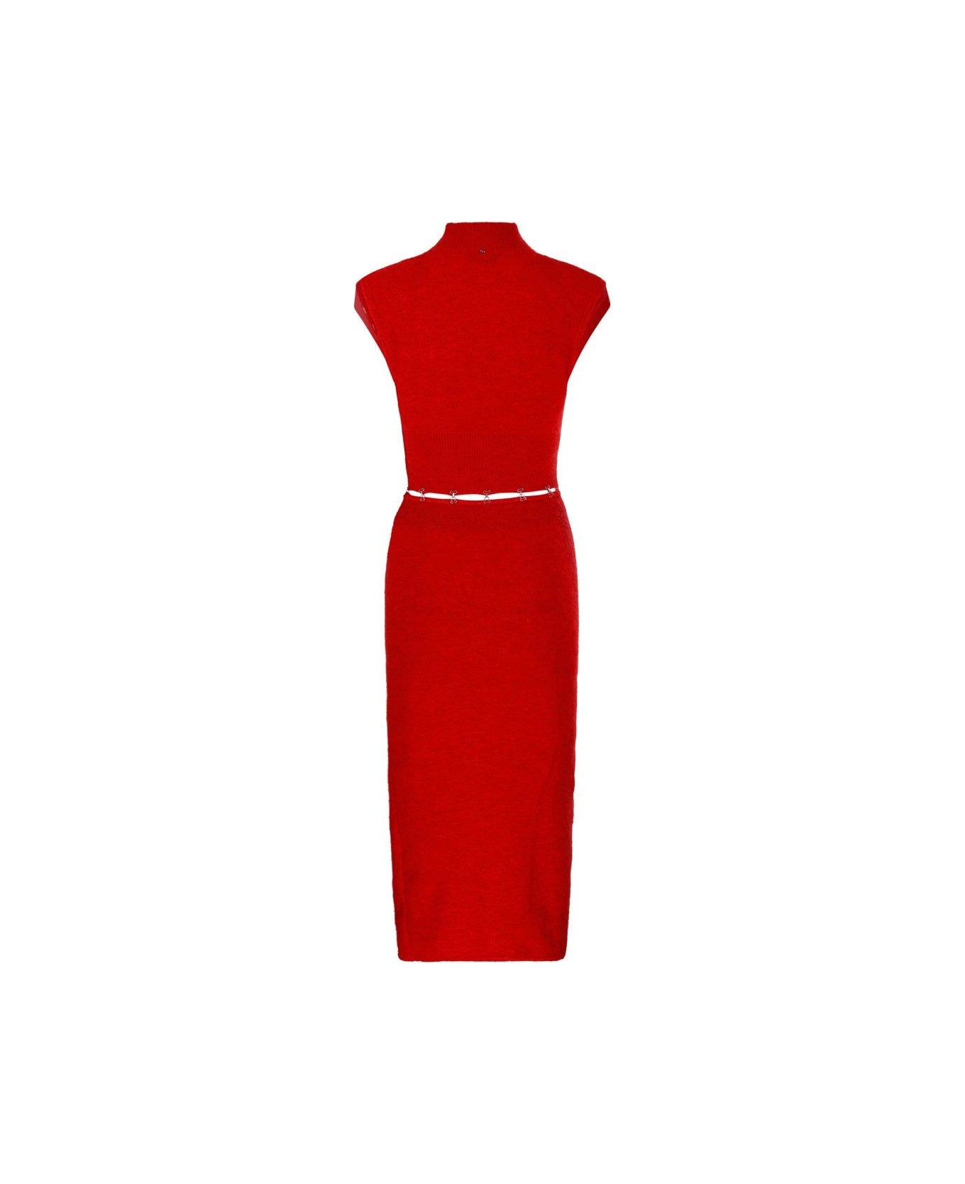 SportMax Cut-out High Neck Dress - ROSSO