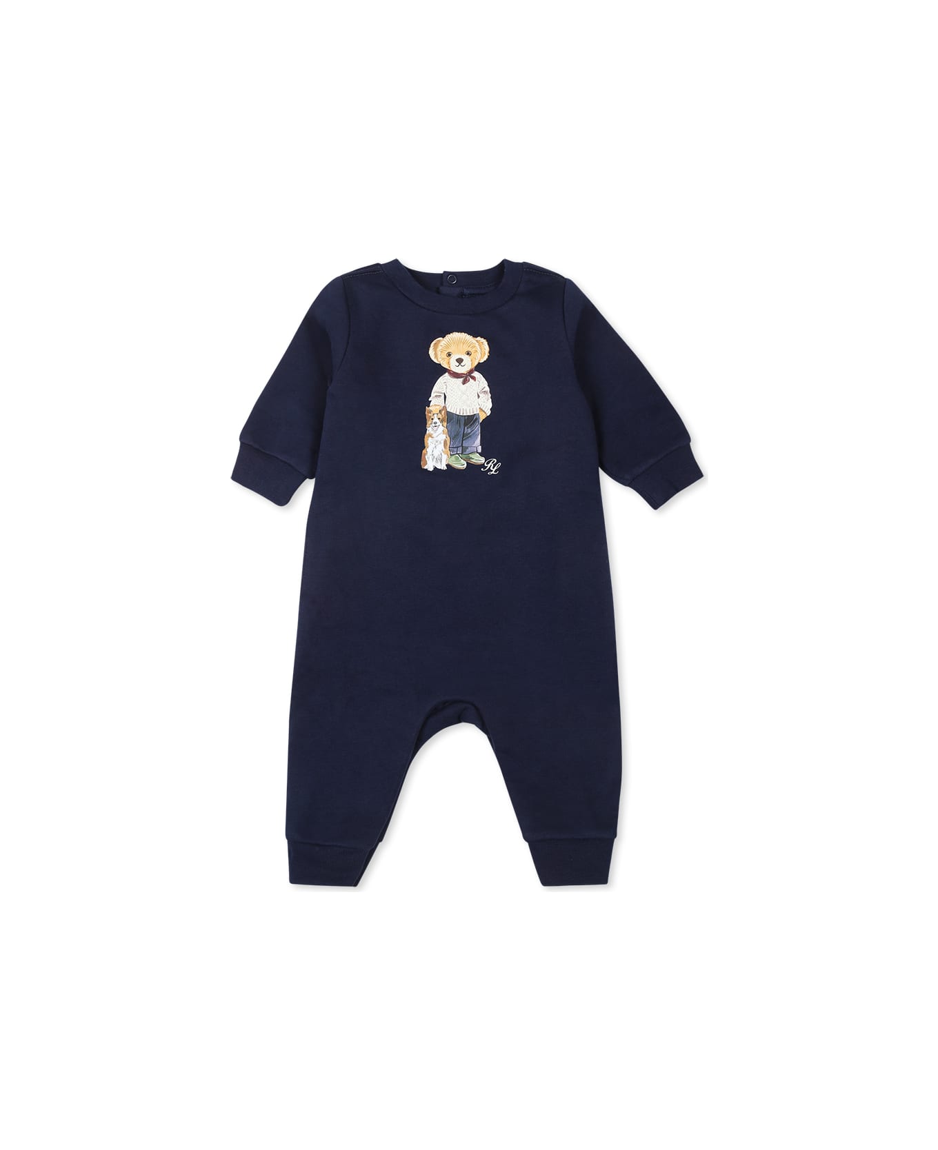 Ralph Lauren Blue Babygrow For Baby Boy With Polo Bear - Blue