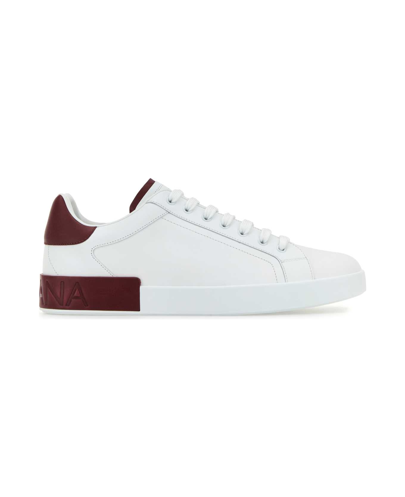 Dolce 
Gabbana White Leather Portofino Sneakers - BIANCOAMARENA