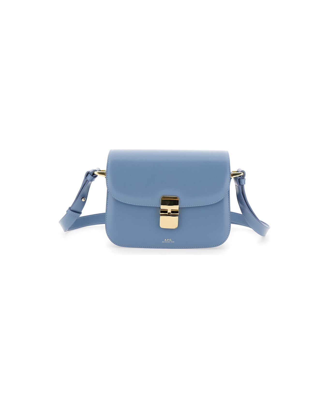A.P.C. 'grace Small' Light Blue Shoulder Bag With Flap And Adjustable Shoulder Strap In Leather Woman - Light blue