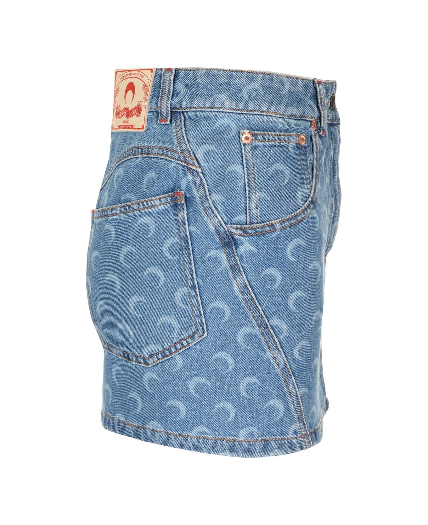 Marine Serre "moon" Mini Skirt - Light blue