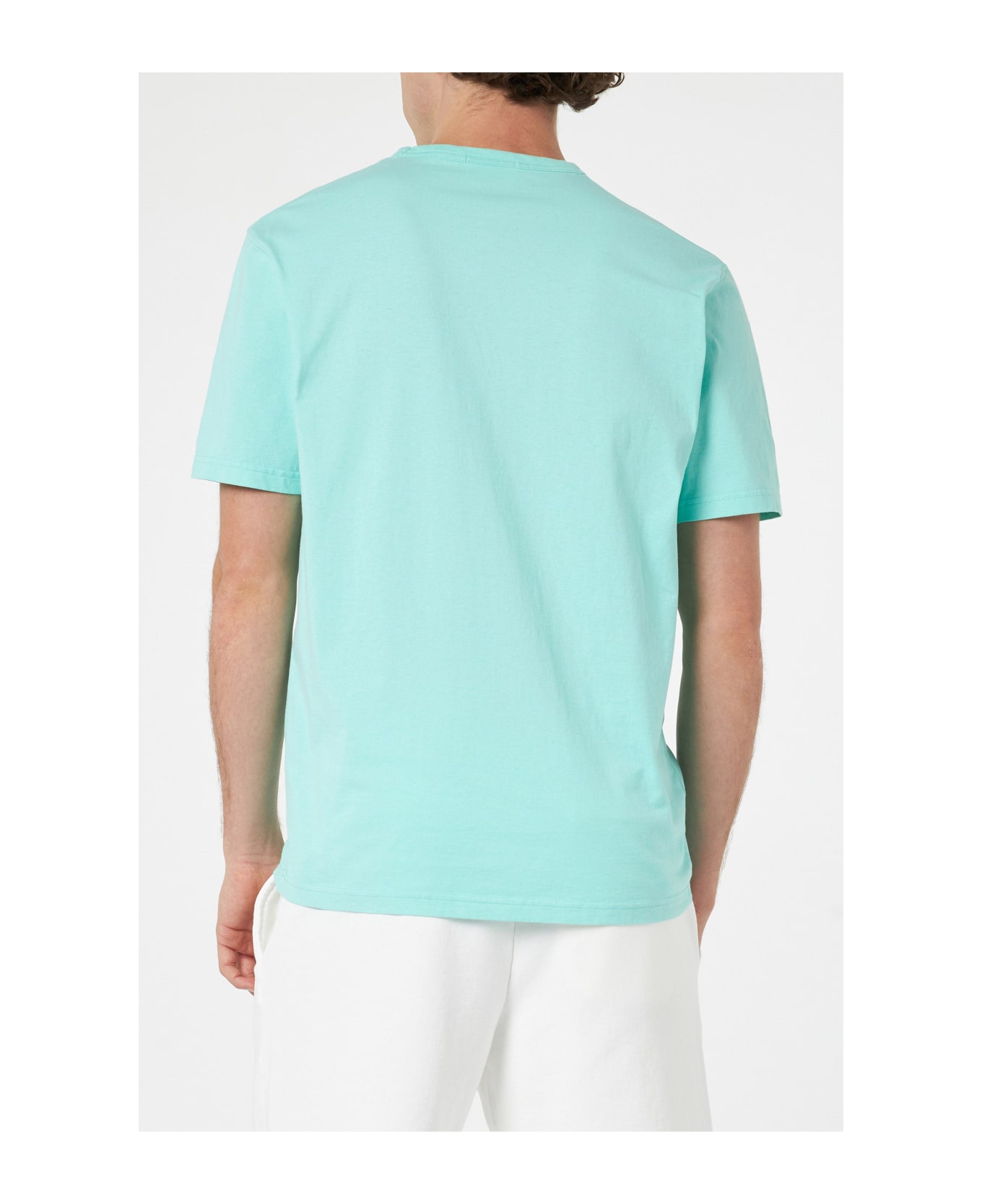 MC2 Saint Barth Man Sage Green Cotton Jersey T-shirt Dover With St. Barth Embroidery - GREEN