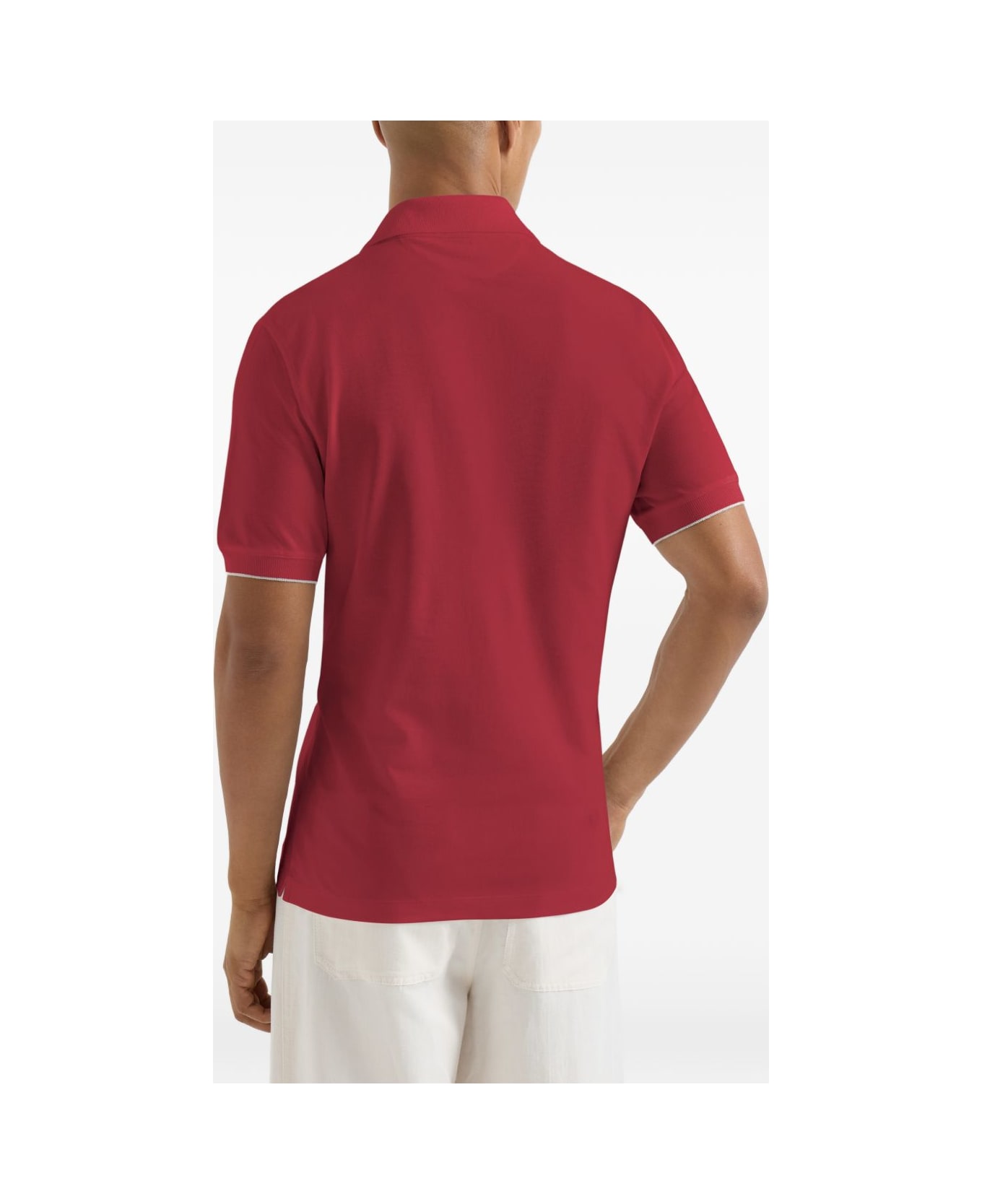 Brunello Cucinelli Logo Cotton Polo Shirt - Red