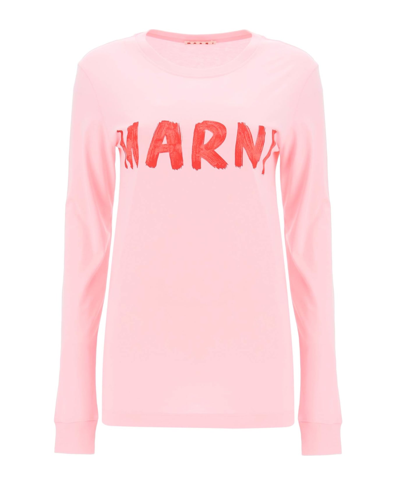 Marni Brushed Logo Long-sleeved T-shirt - CINDER ROSE (Pink)